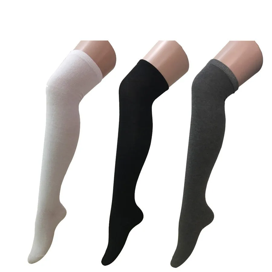 3 Pairs Box Sexy Cotton Slim Thigh High Over Knee Women's Stockings