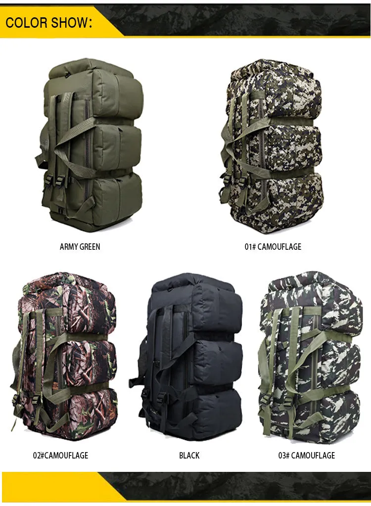 90L Large Capacity Outdoor Military Travel Hiking Camouflage Bag for Men