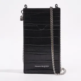 Alexander McQueen Chain Phone Case Black Leather