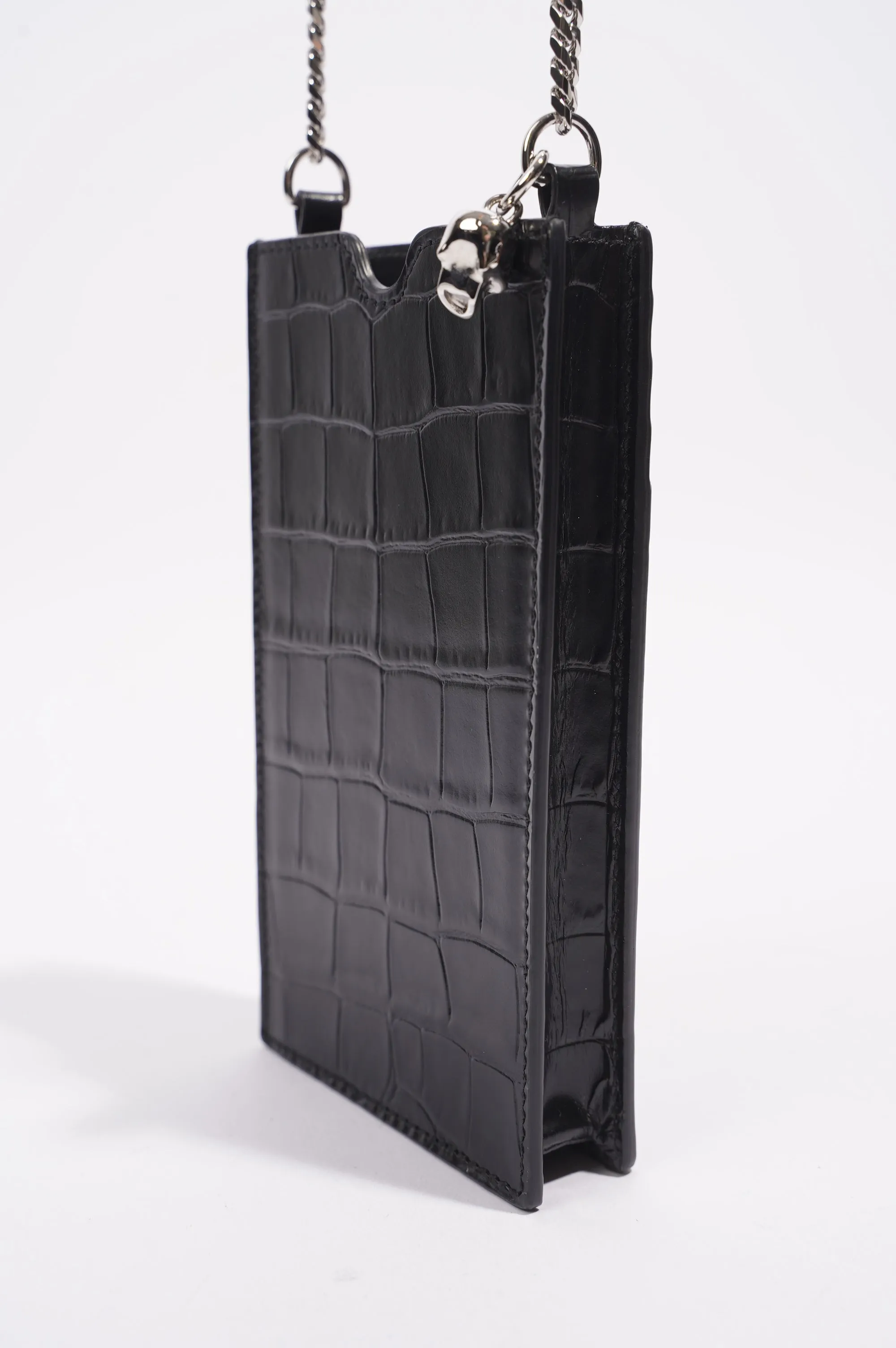 Alexander McQueen Chain Phone Case Black Leather