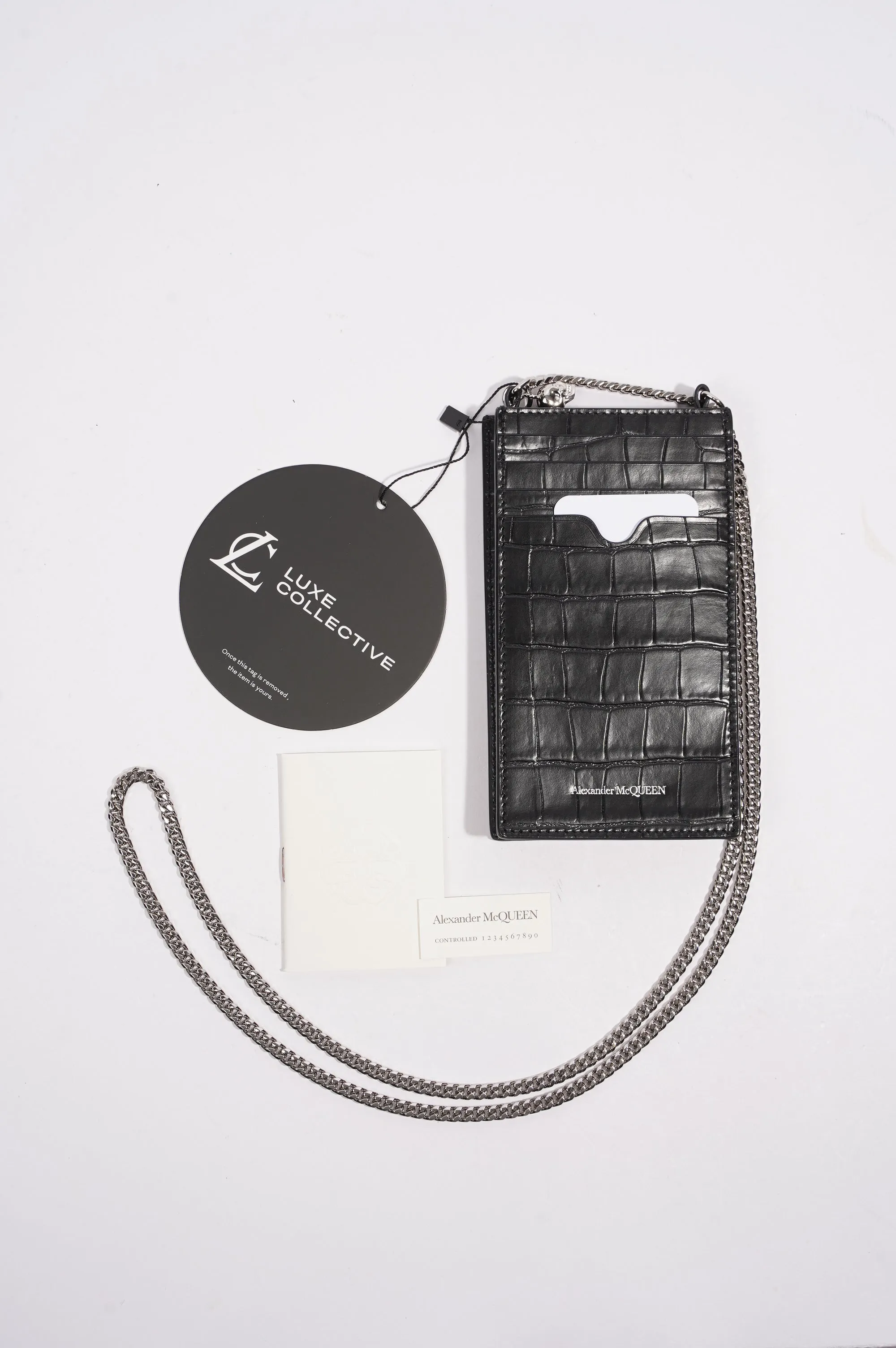 Alexander McQueen Chain Phone Case Black Leather