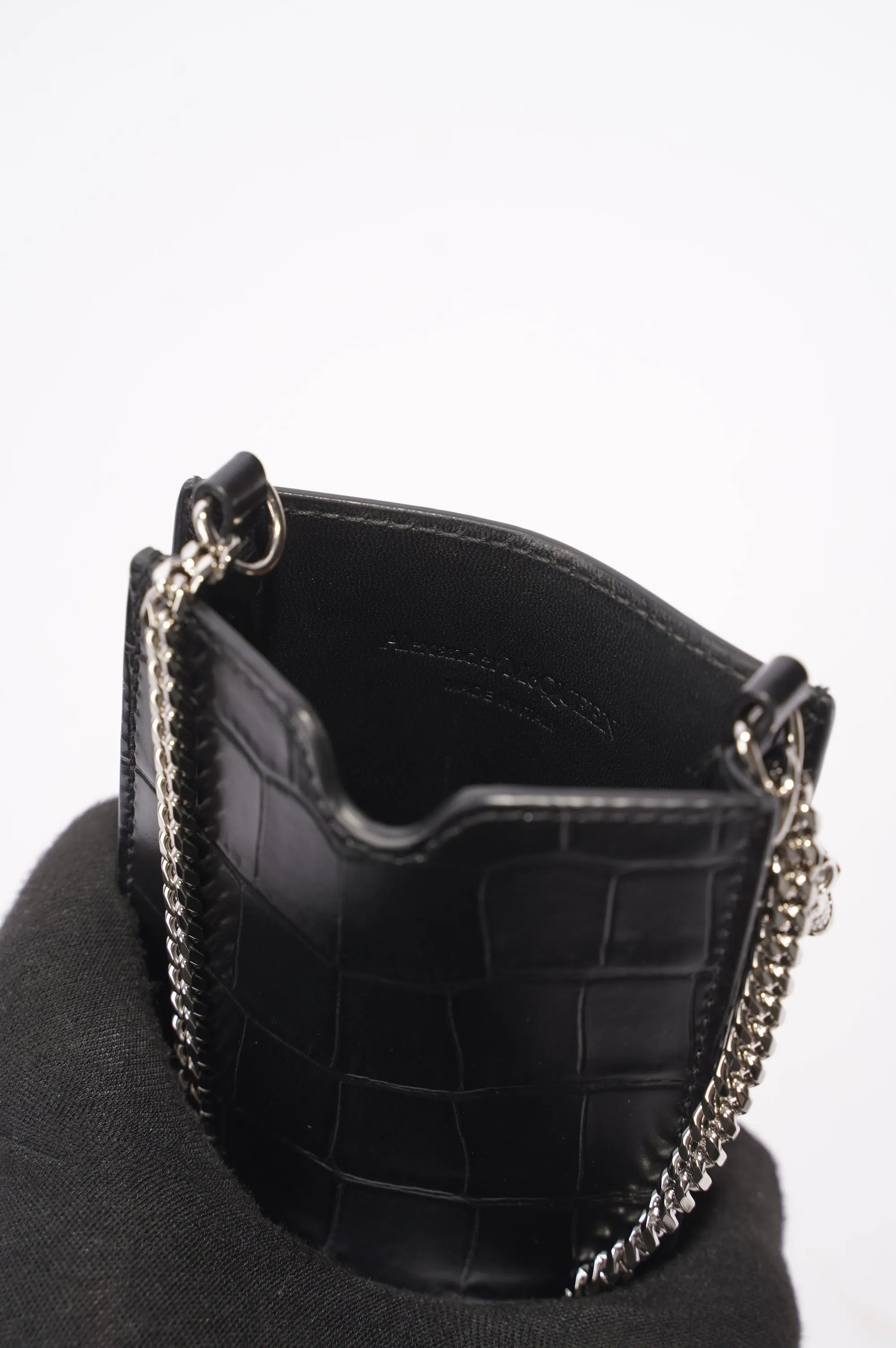 Alexander McQueen Chain Phone Case Black Leather