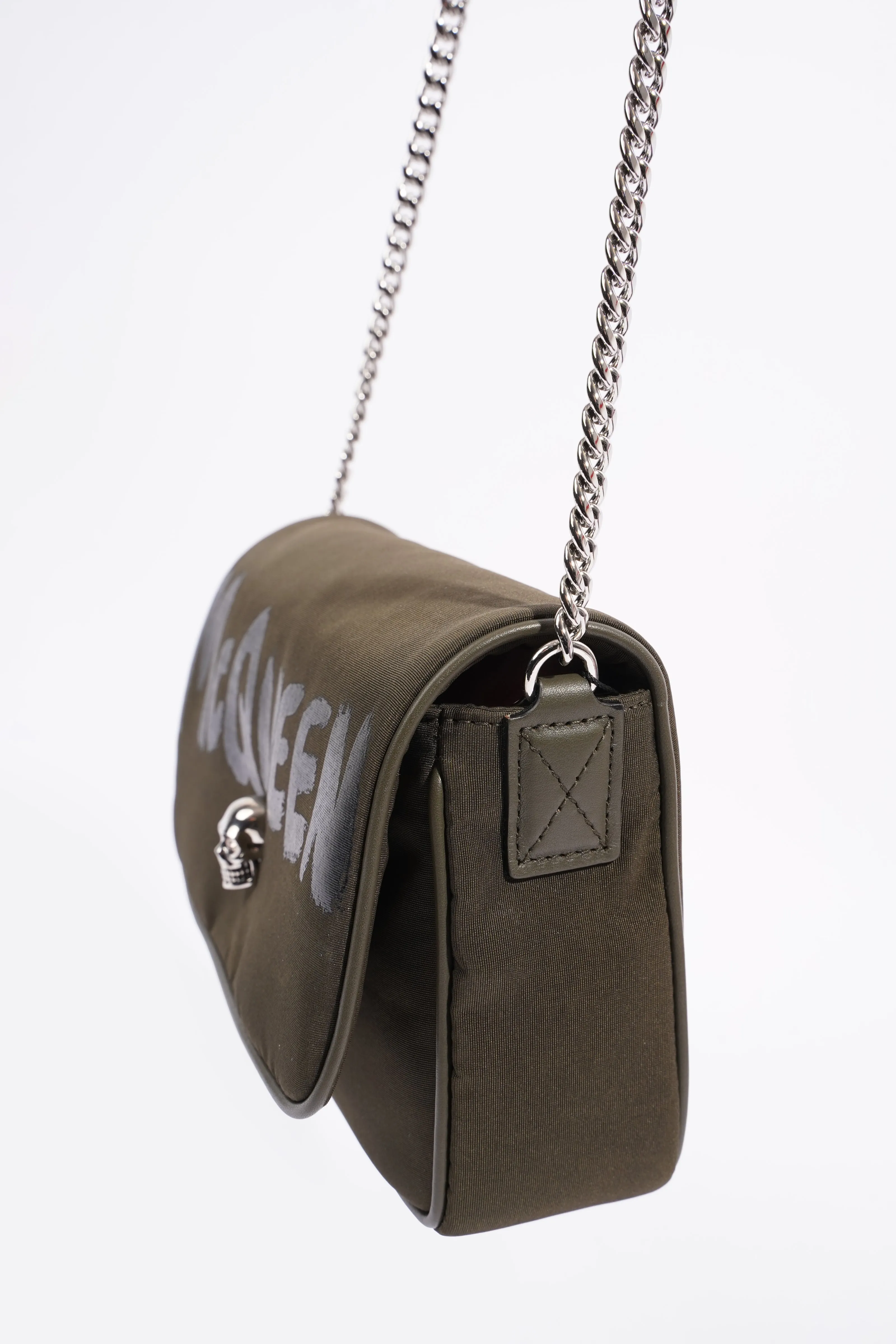 Alexander McQueen Graffiti-Logo Bag Khaki Re Nylon