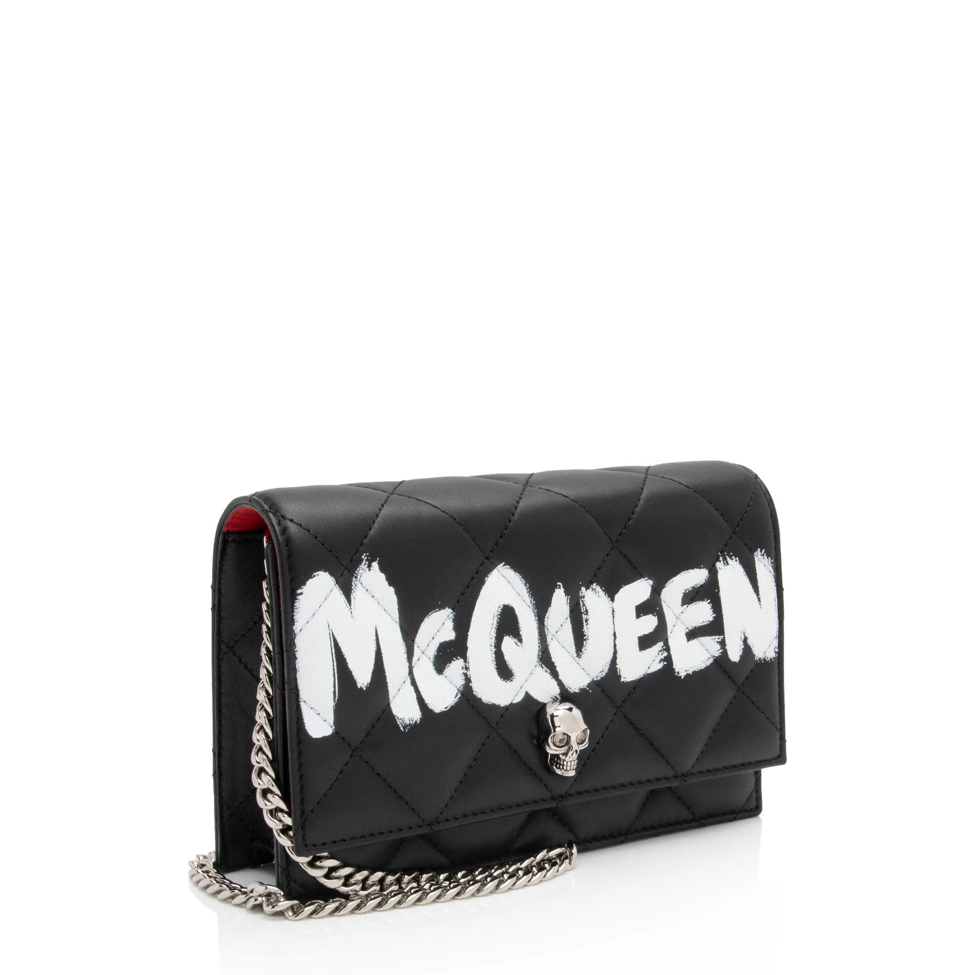 Alexander McQueen Leather Skull Graffiti Crossbody (SHF-q7K9R1)