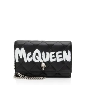 Alexander McQueen Leather Skull Graffiti Crossbody (SHF-q7K9R1)