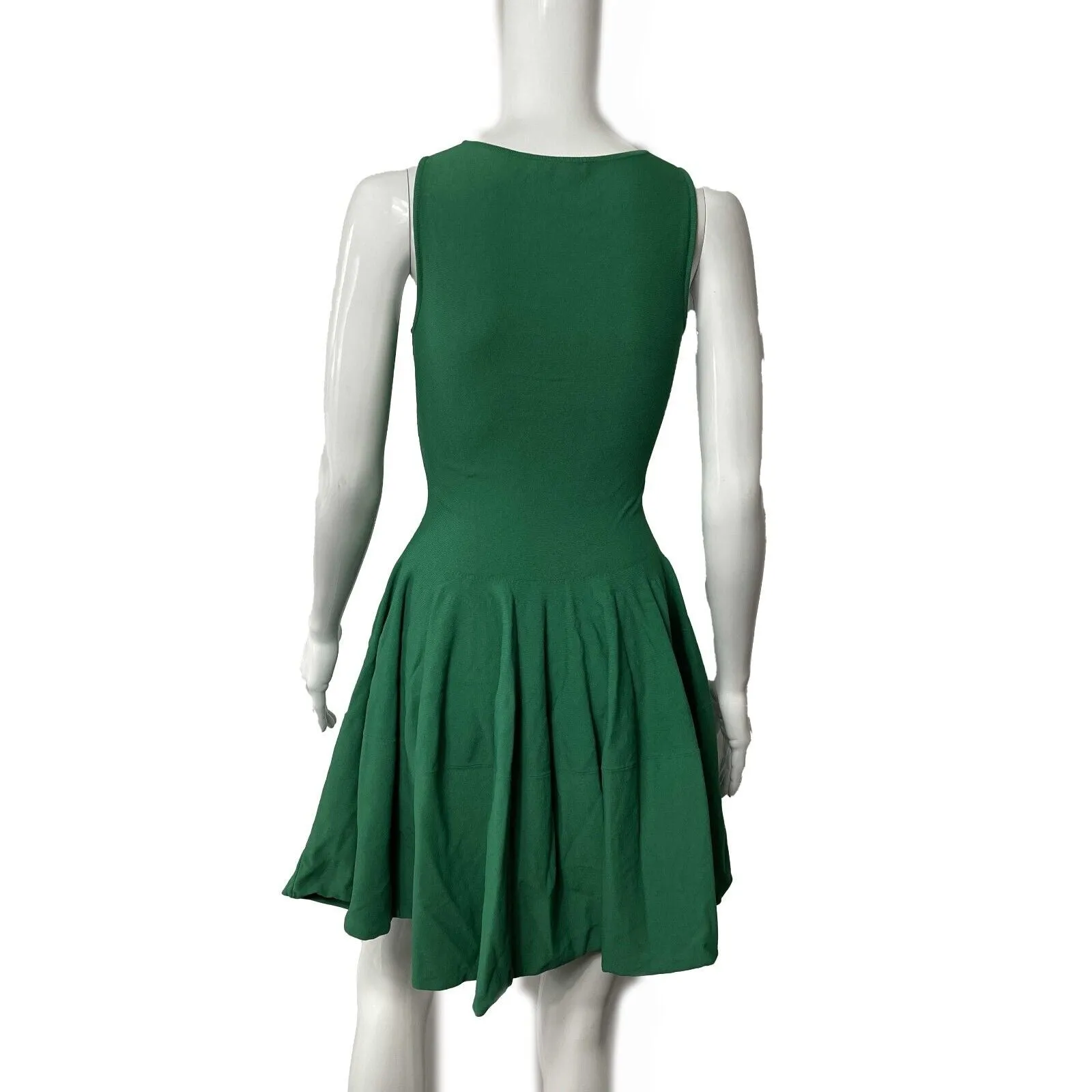 Alexander McQueen - Solid Sleeveless Midi Flare - Green Dress - XS