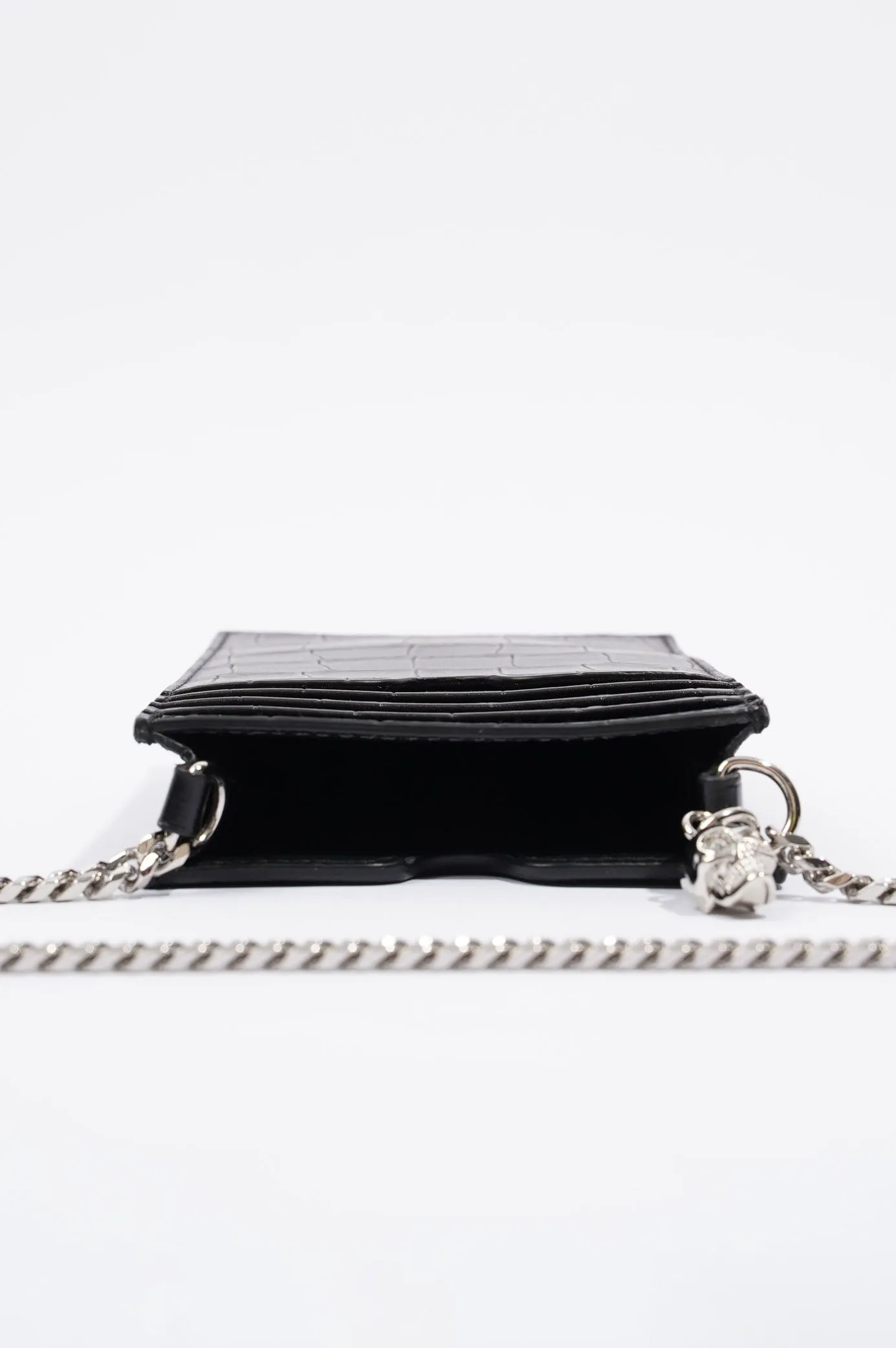 Alexander McQueen Womens Phone Pouch Black Leather