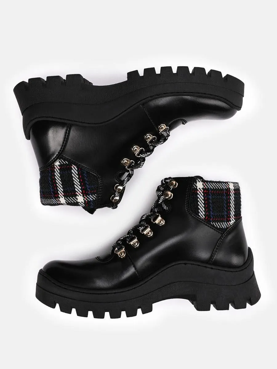 ALOHAS Danny Vegan Black Check Boot - Black