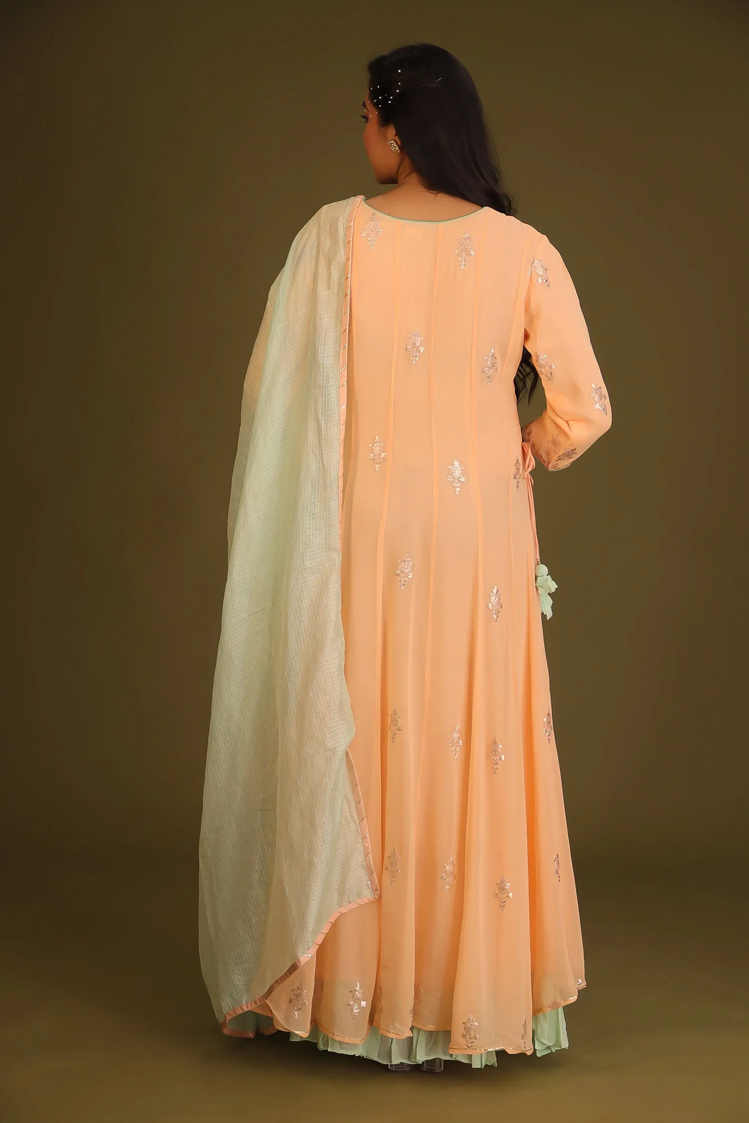 Anarkali Georgette Suit with Pittan work.