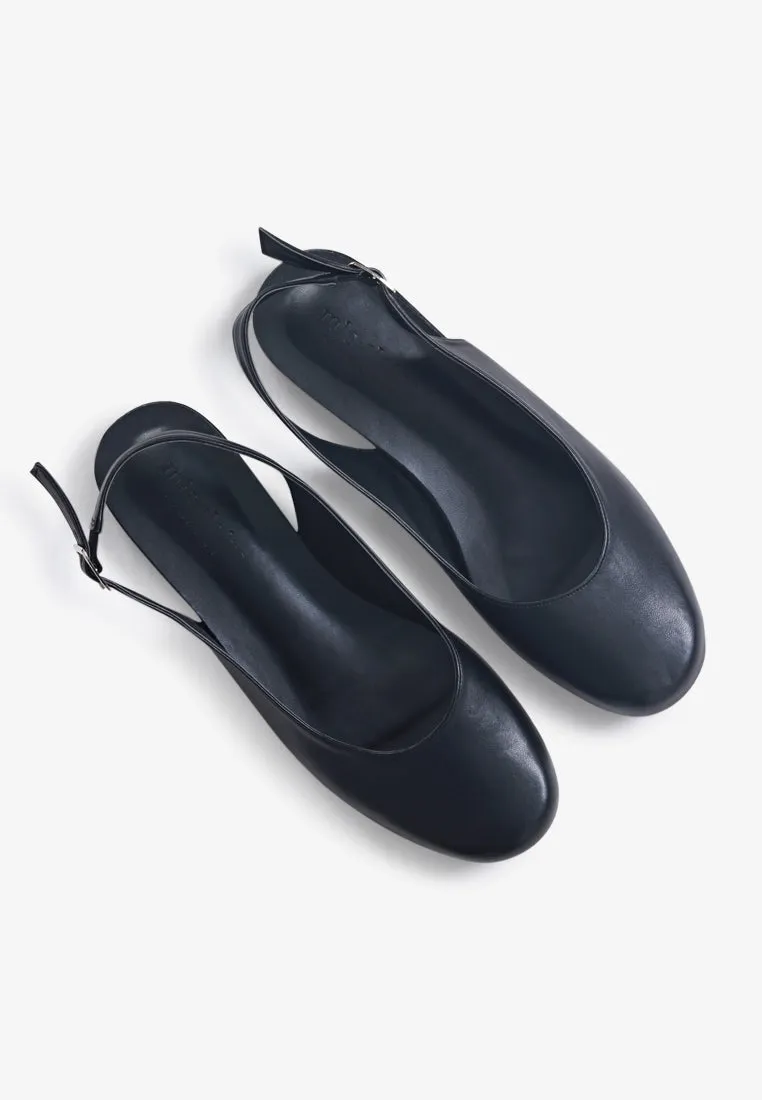 Balarie Ankle Strap Ballet Flats - Black