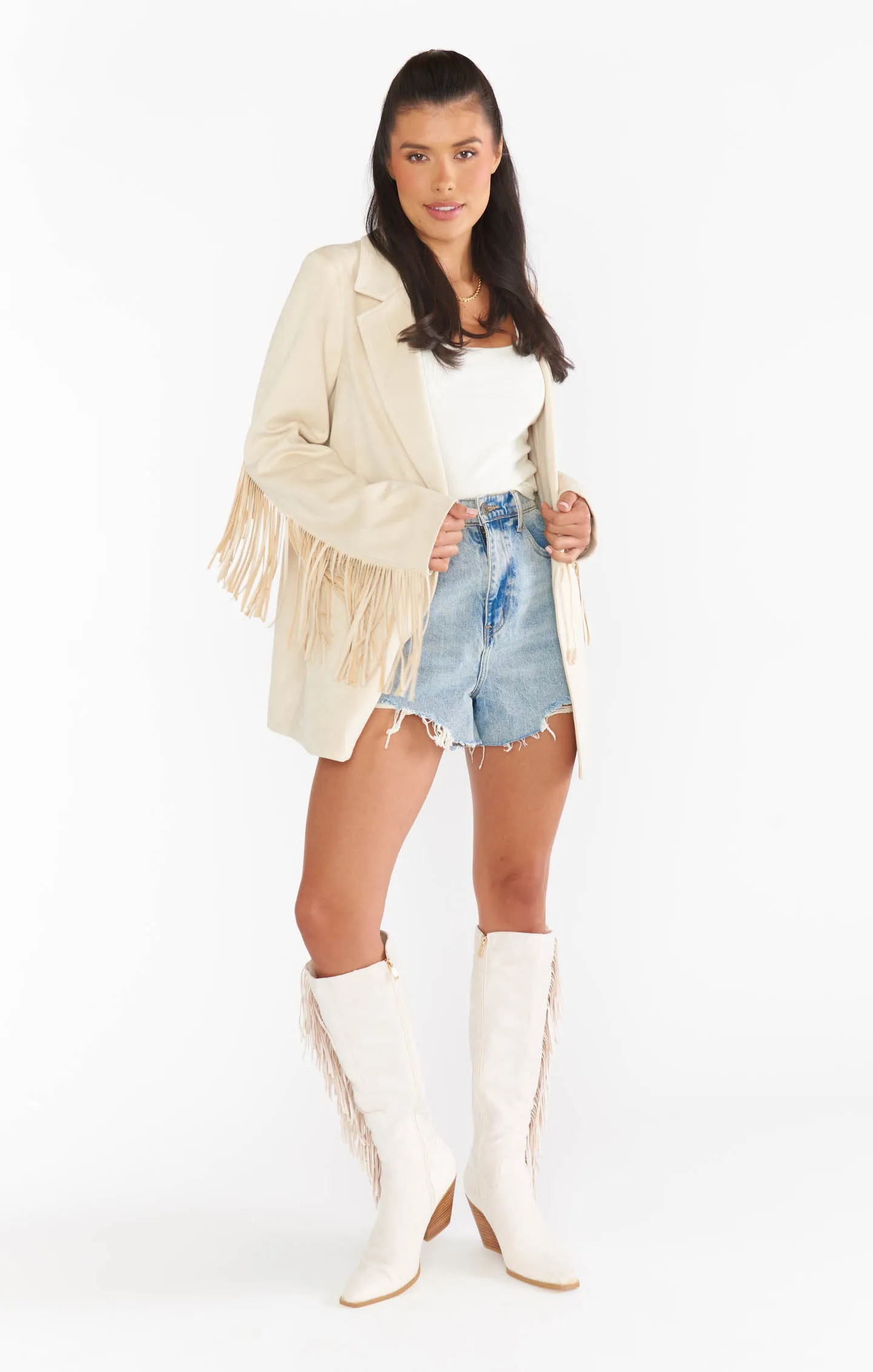 Billini Ceylan Fringe Boot ~ Cream Suede