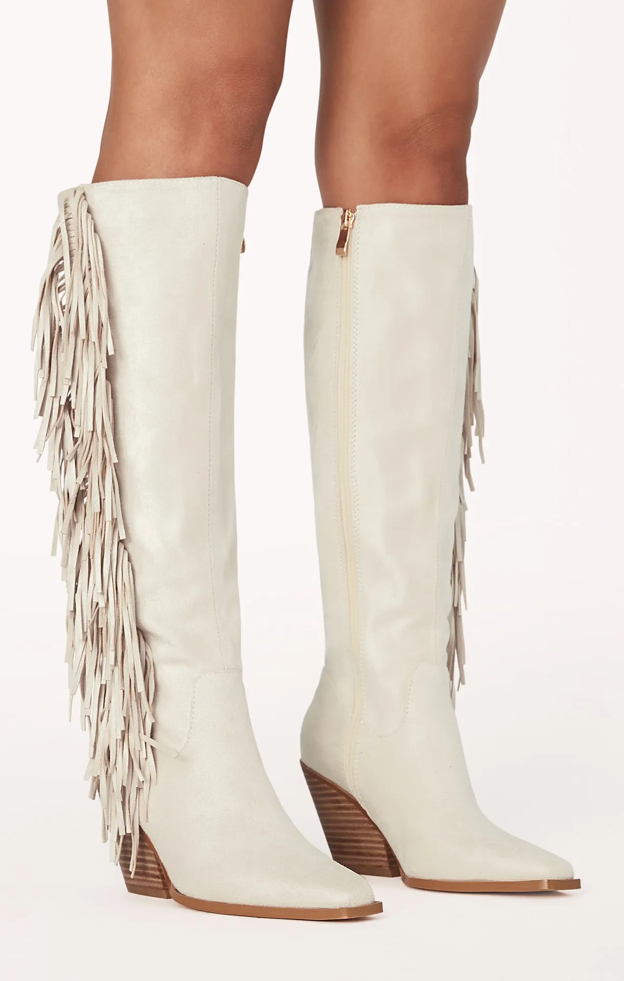 Billini Ceylan Fringe Boot ~ Cream Suede