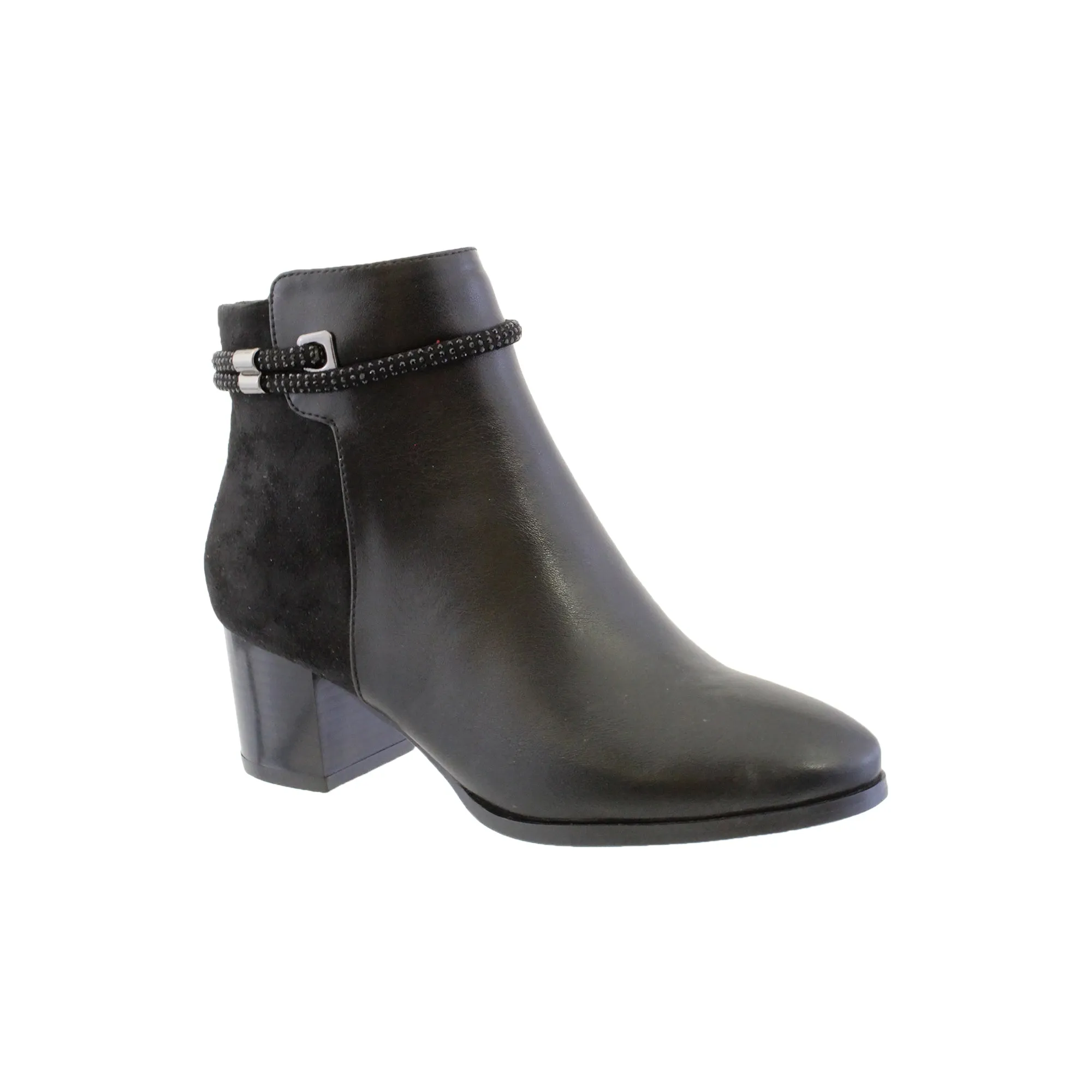 Black Block Heel Plain Front Ankle Boot