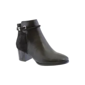 Black Block Heel Plain Front Ankle Boot