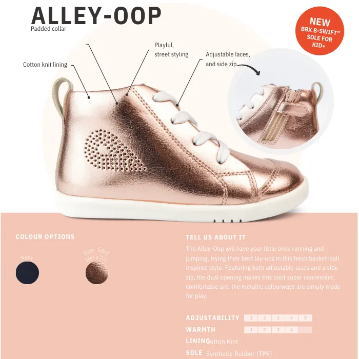 Bobux Kids Plus KP Alley Oop Boot Rose Gold Metallic