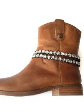 BOT150109-06SLV Fabric Base Boot Belt With Acrylic