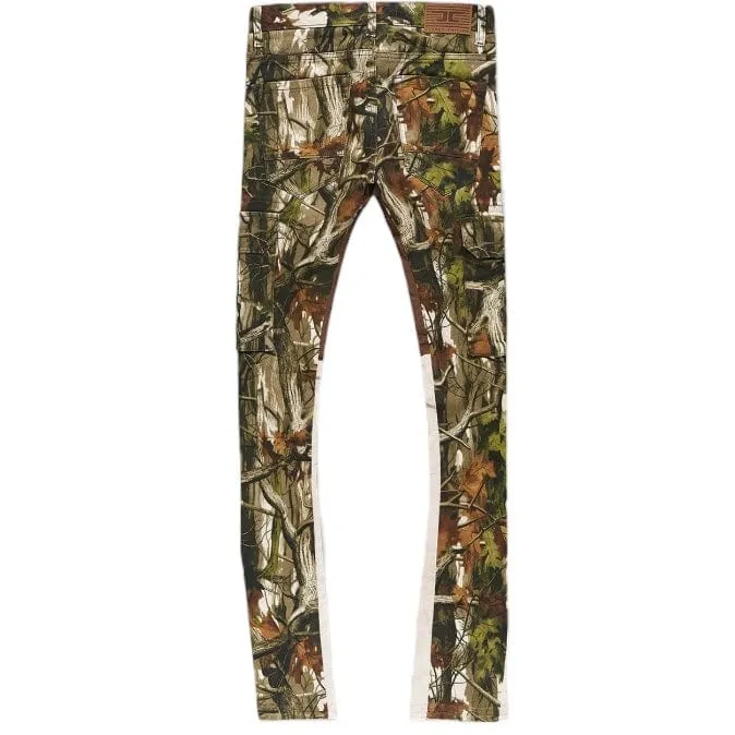 Boys Jordan Craig Martin Camo Stacked Cargo Denim Jeans in Oak JTF222CB