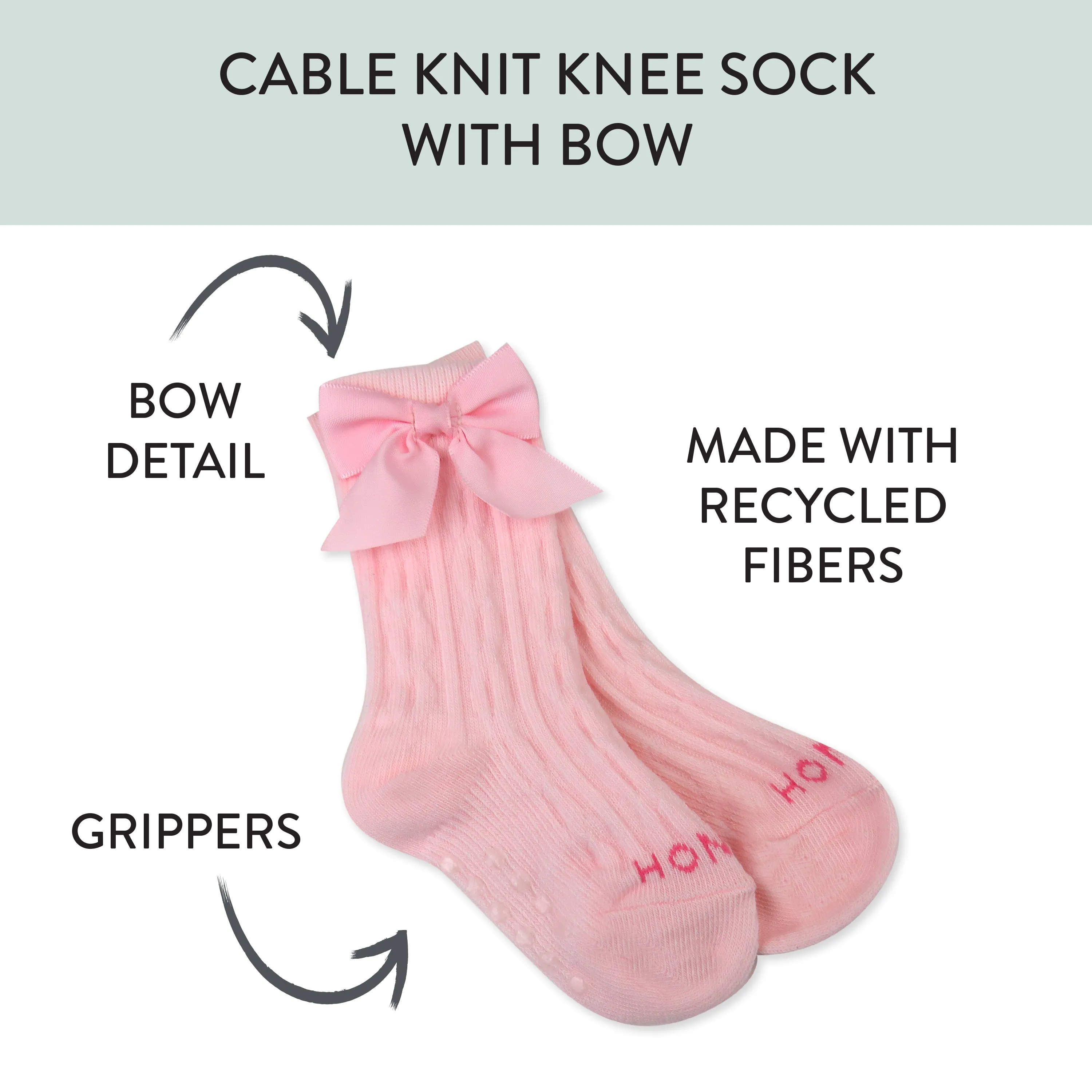 Cable Knit Knee Sock with Bow