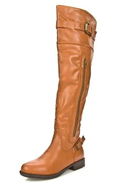 Caramel Over-the-knee Flat Boots