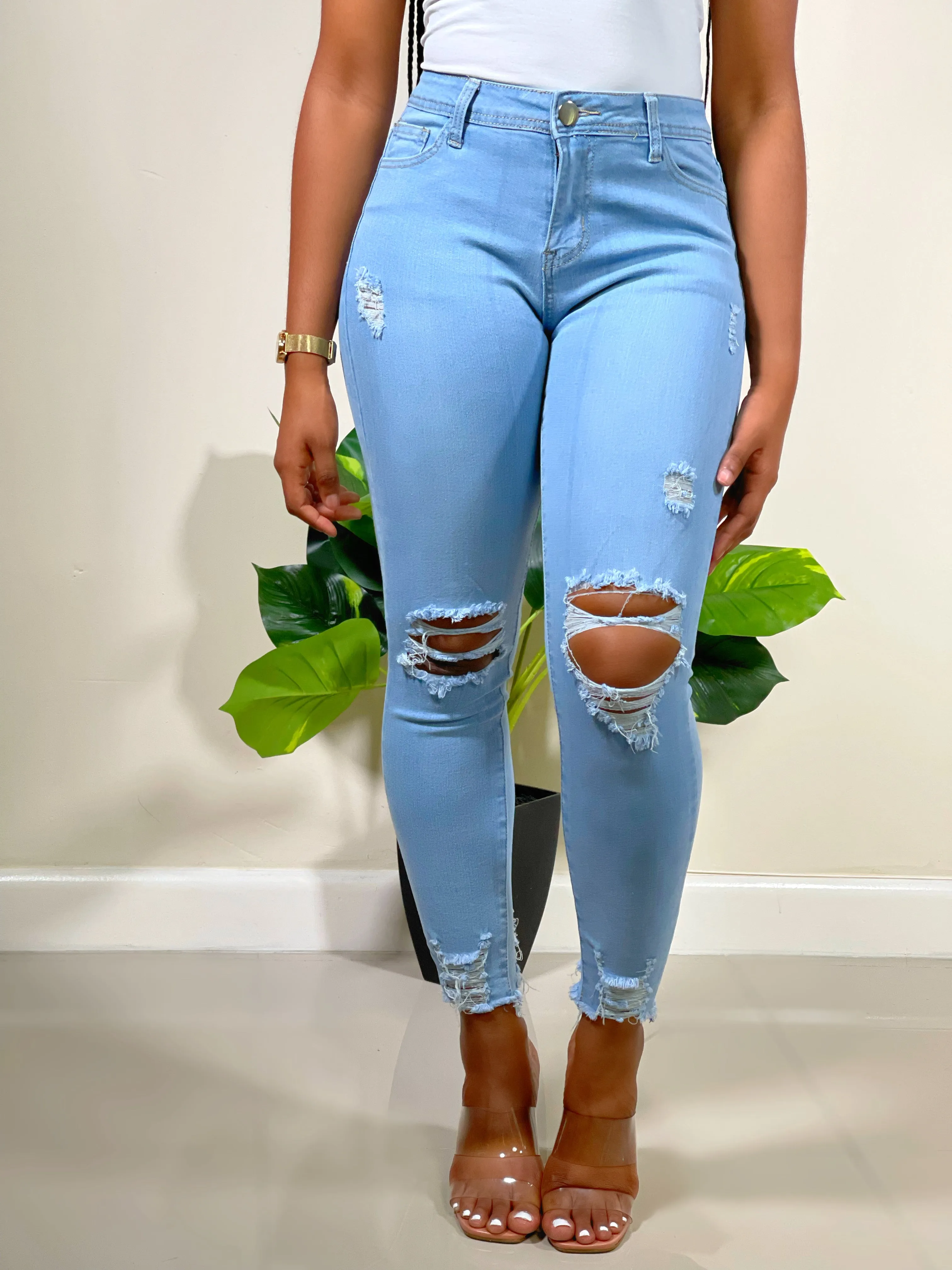 Carmen High Waist Ankle Jeans-Light Blue