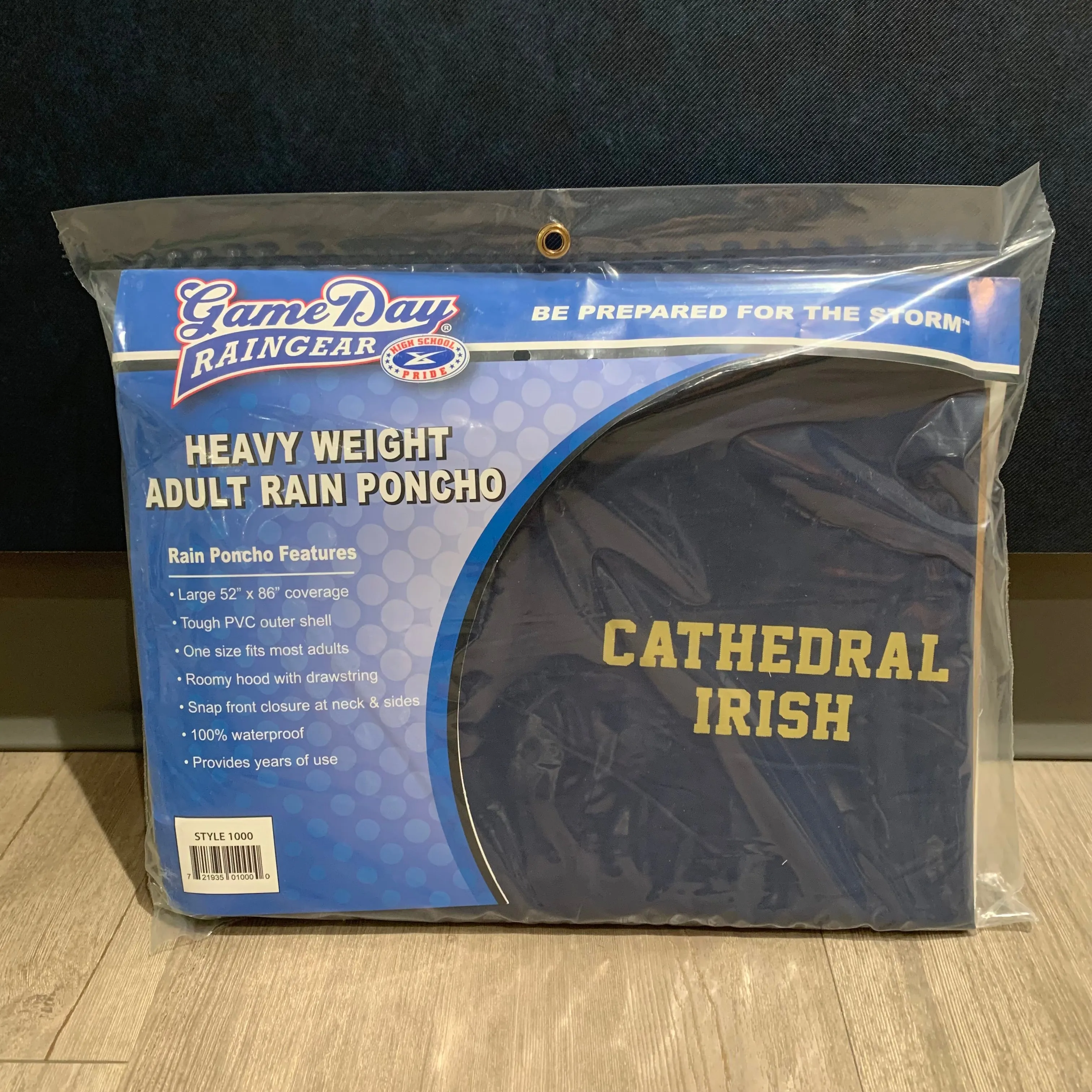 Cathedral Irish Navy Rain Poncho