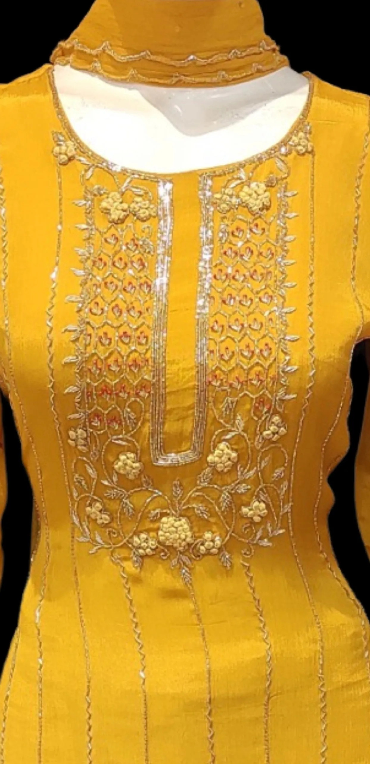 Chinon Gharara Kurti With Hand Work