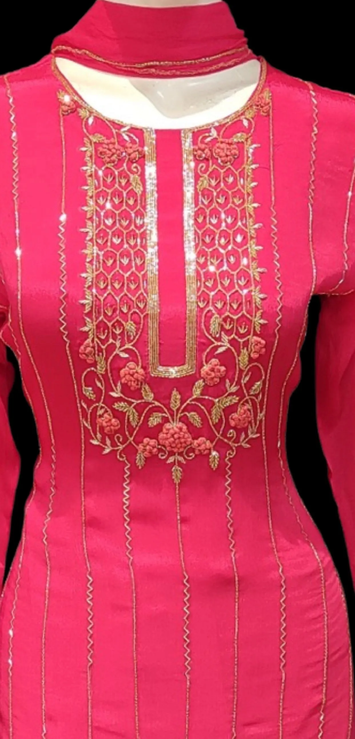 Chinon Gharara Kurti With Hand Work