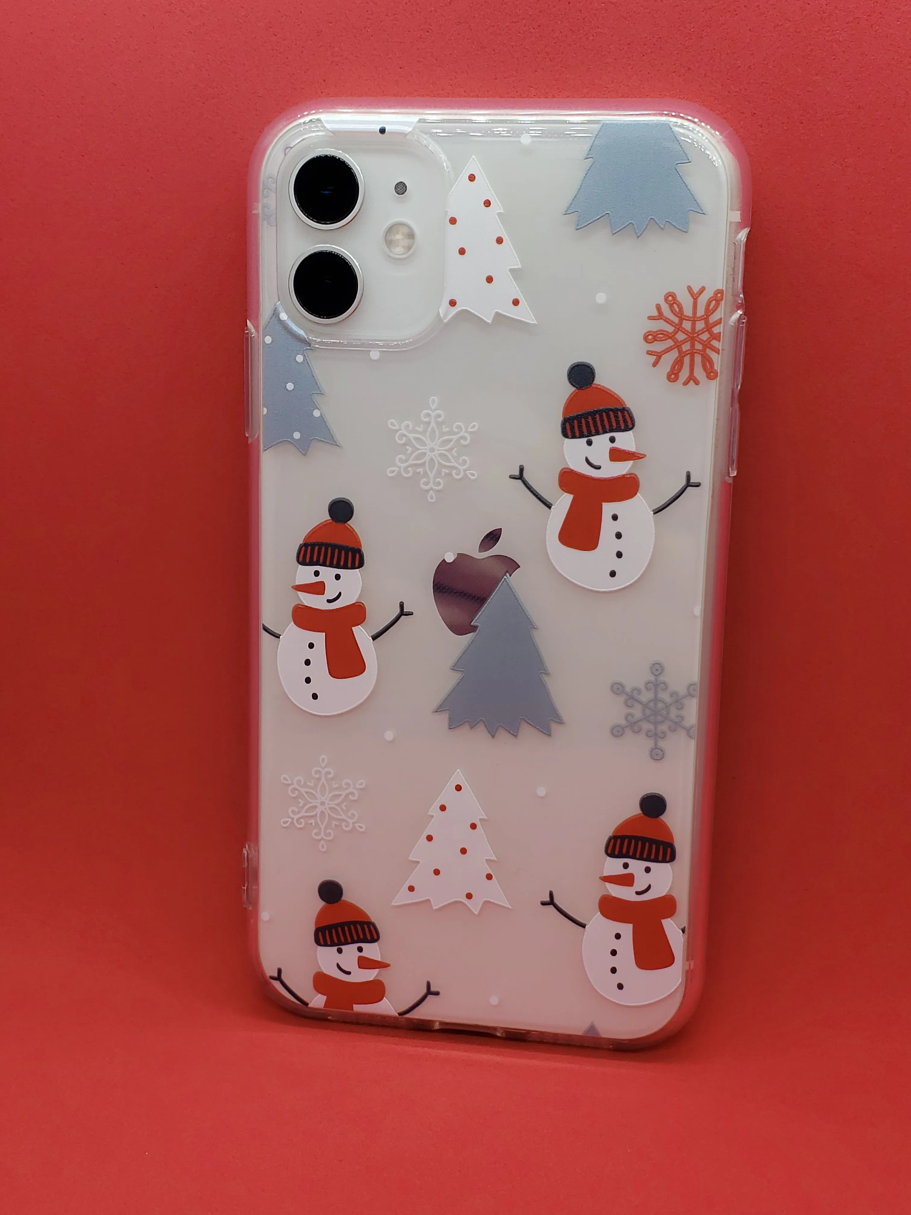 Christmas Snow Man Transparent iPhone Case