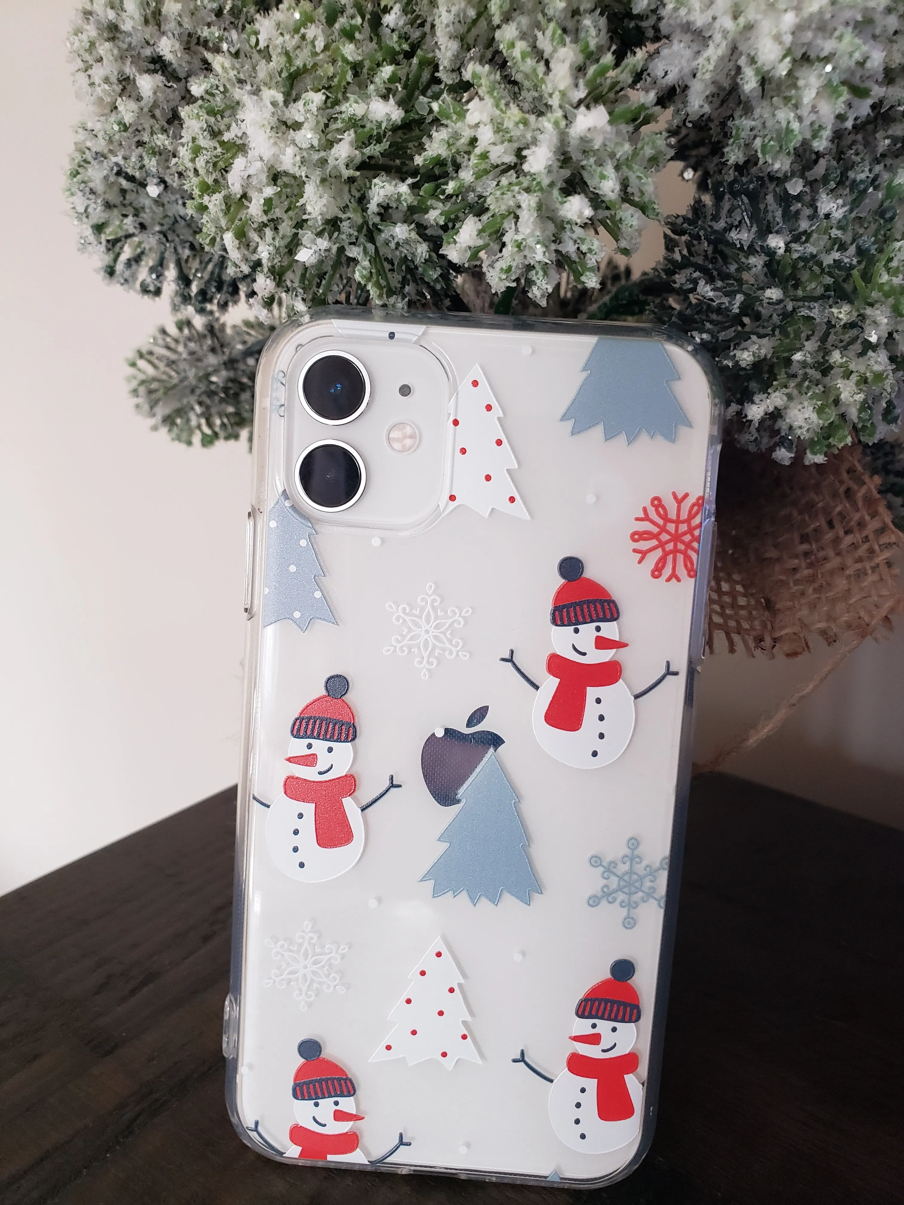 Christmas Snow Man Transparent iPhone Case