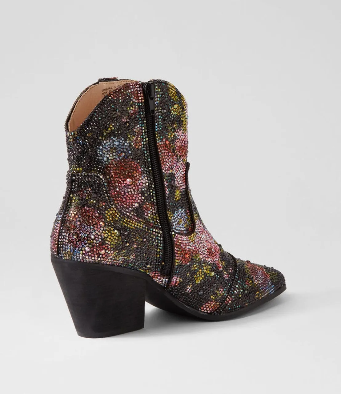 Django & Juliette WAGON Ankle Boot in Black Sequin Floral