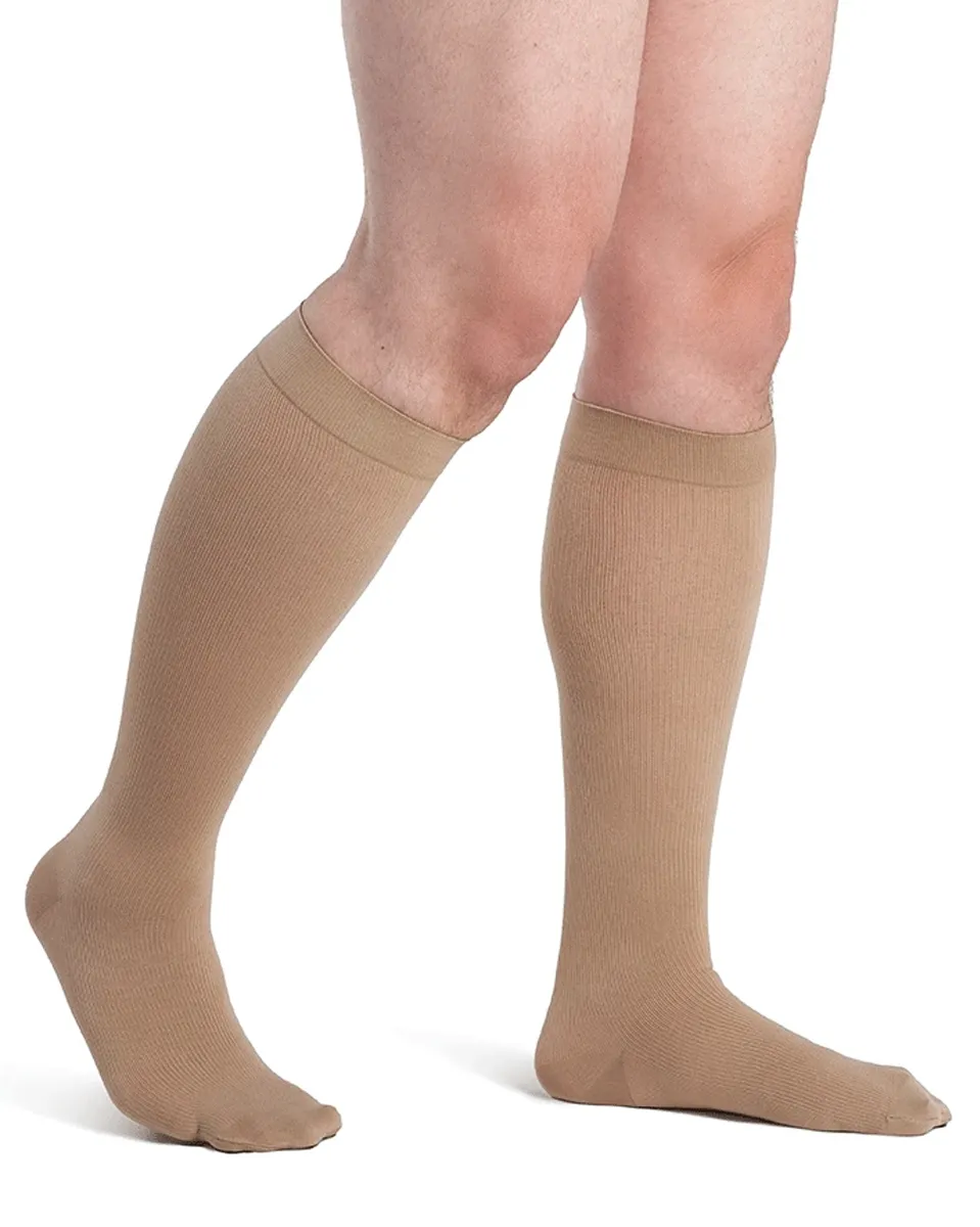 Dynaven Opaque Ribbed Men's 30-40 mmHg Knee High w/ Silicone Grip Top