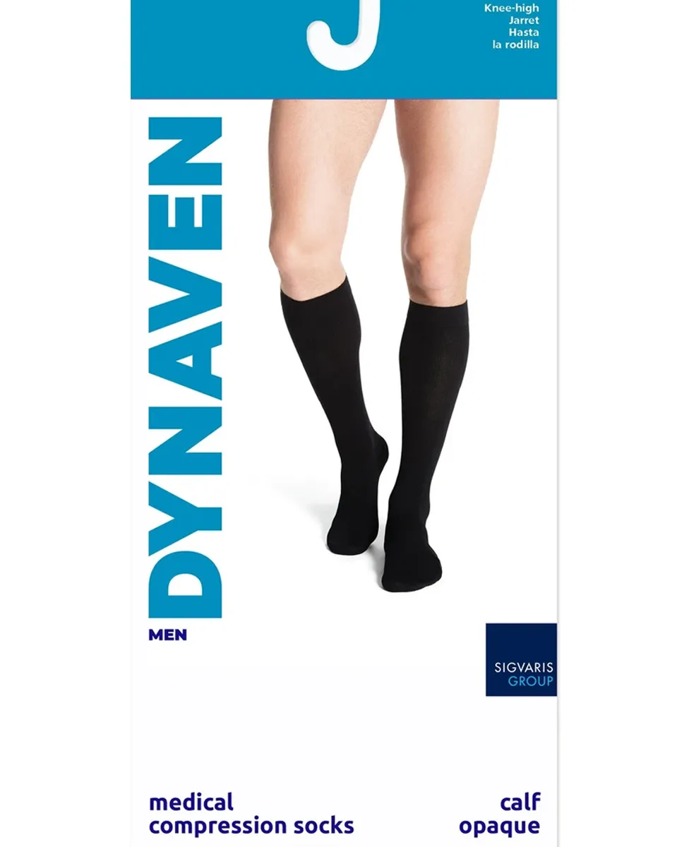 Dynaven Opaque Ribbed Men's 30-40 mmHg Knee High w/ Silicone Grip Top