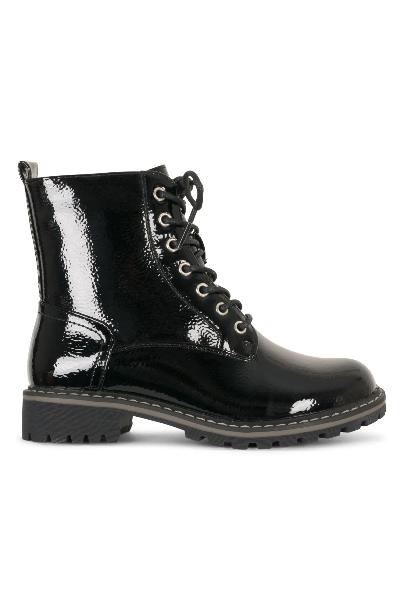 Faux Patent Leather Ankle Boot | BLACK | NALA ZZ