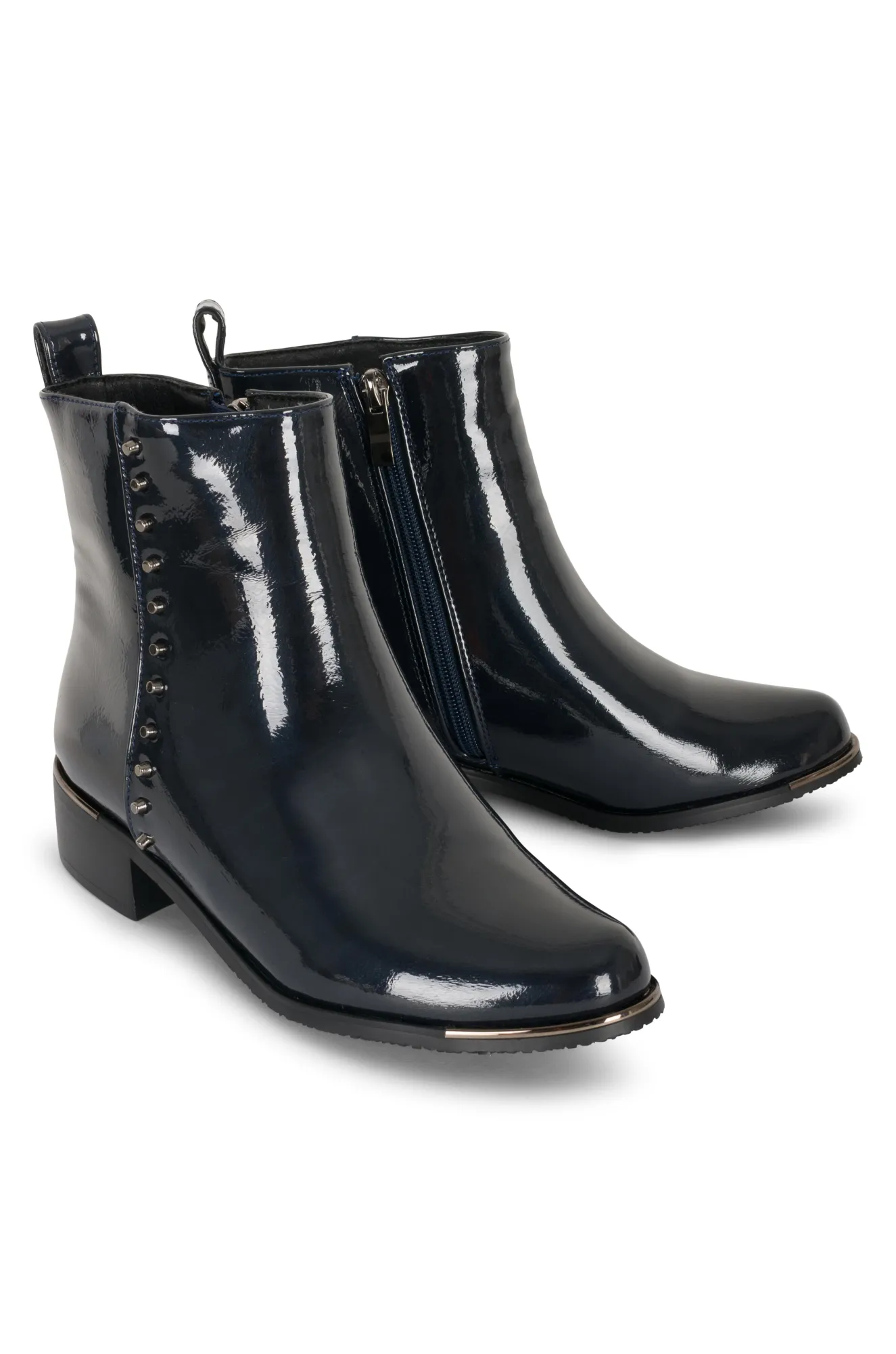 Faux Patent Leather Ankle Boot | NAVY | VIOLETTE ZZ