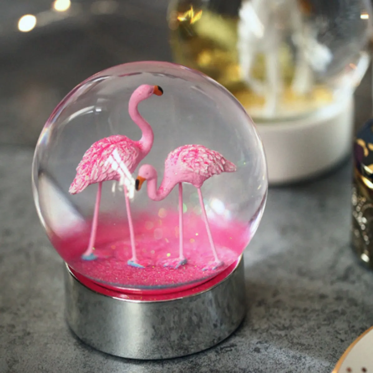 Flamingo Snow Globe