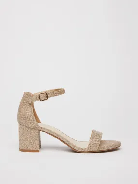 Glitter Ankle Strap Block Heel Sandal