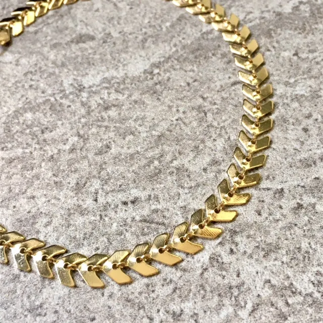 GOLD FISH BONE CHAIN LINKED ANKLET / ANKLE BRACELET