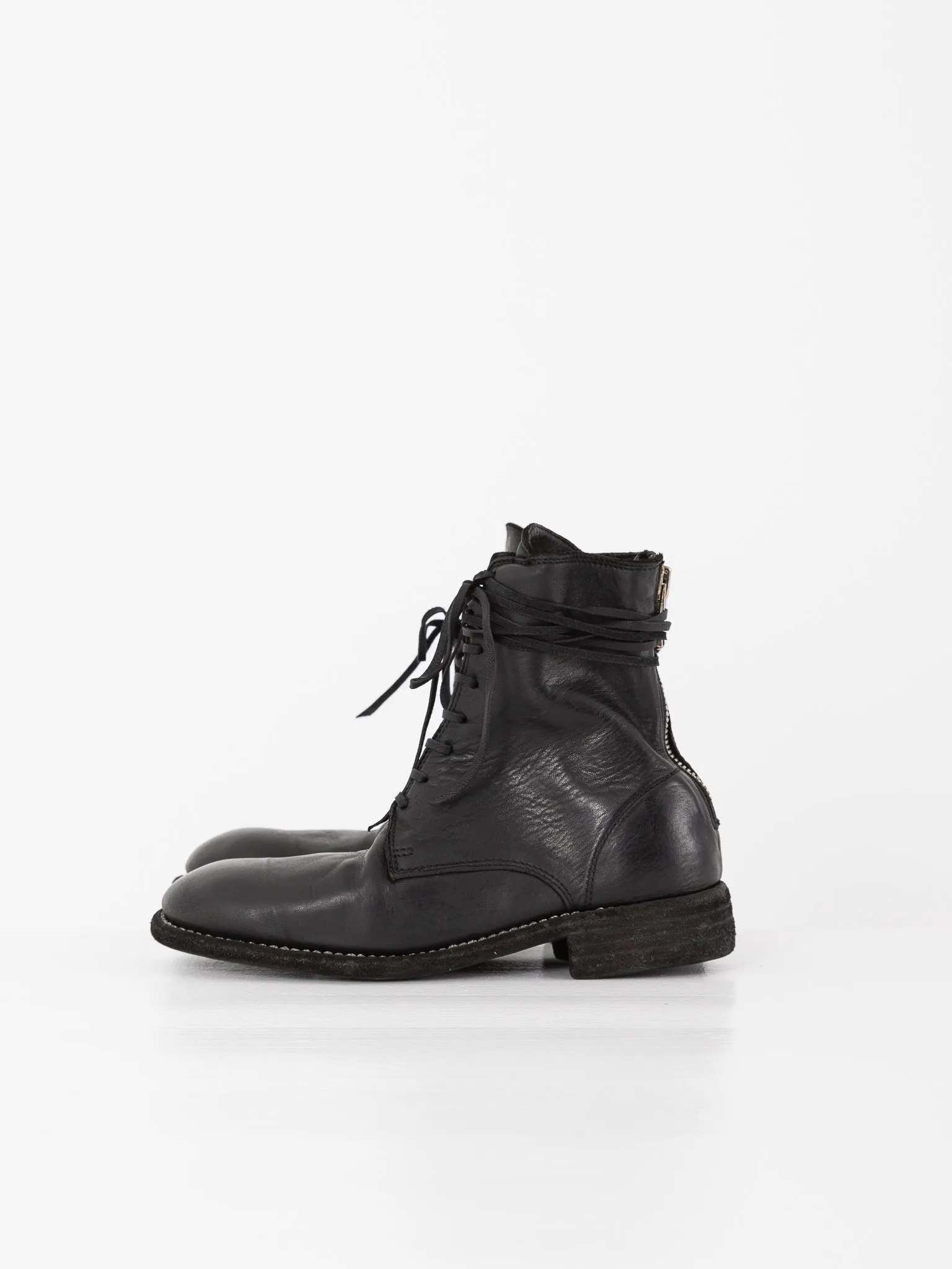 Guidi Front Tie/Back Zip Boot 995BZ, Black