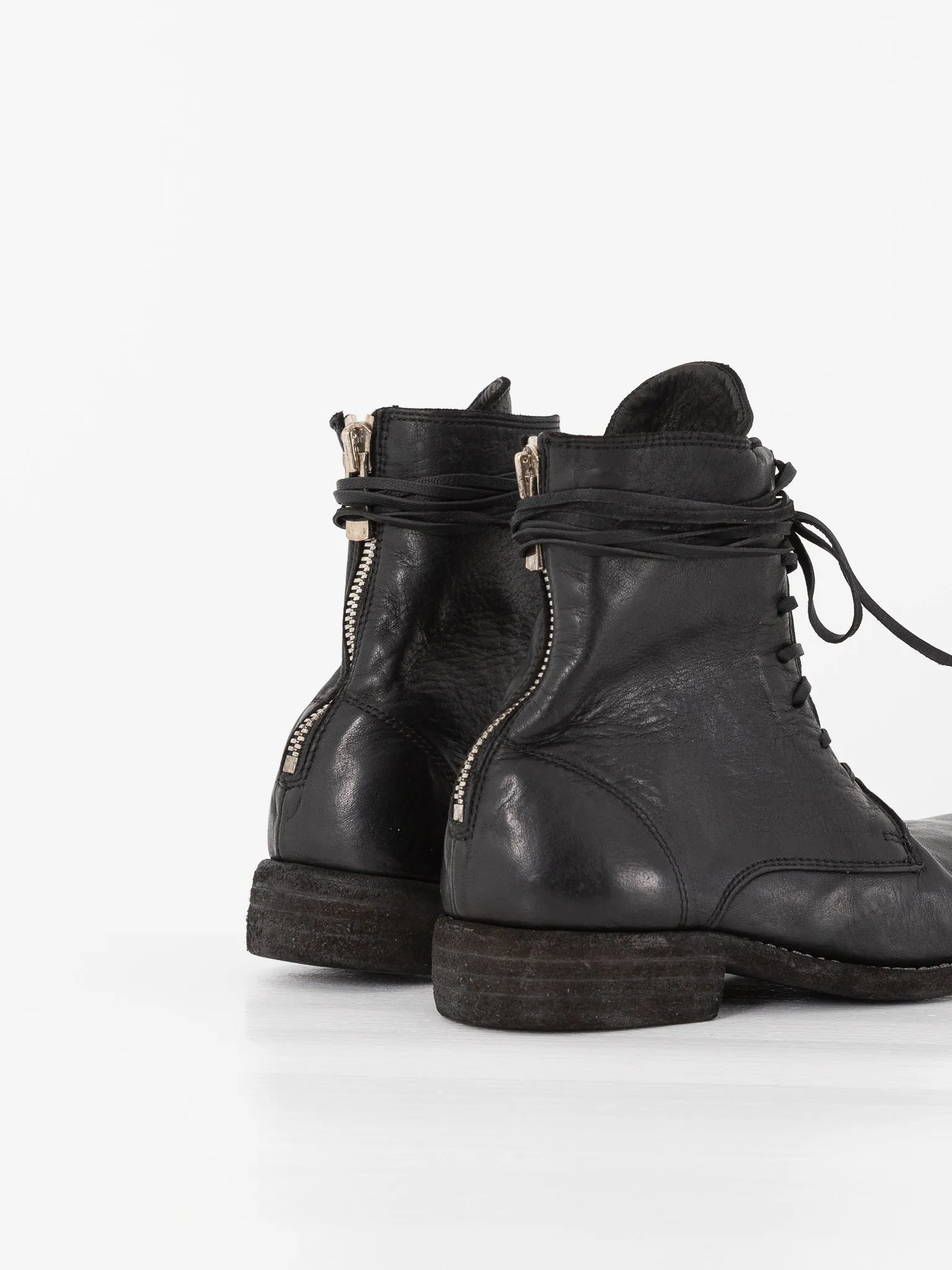 Guidi Front Tie/Back Zip Boot 995BZ, Black