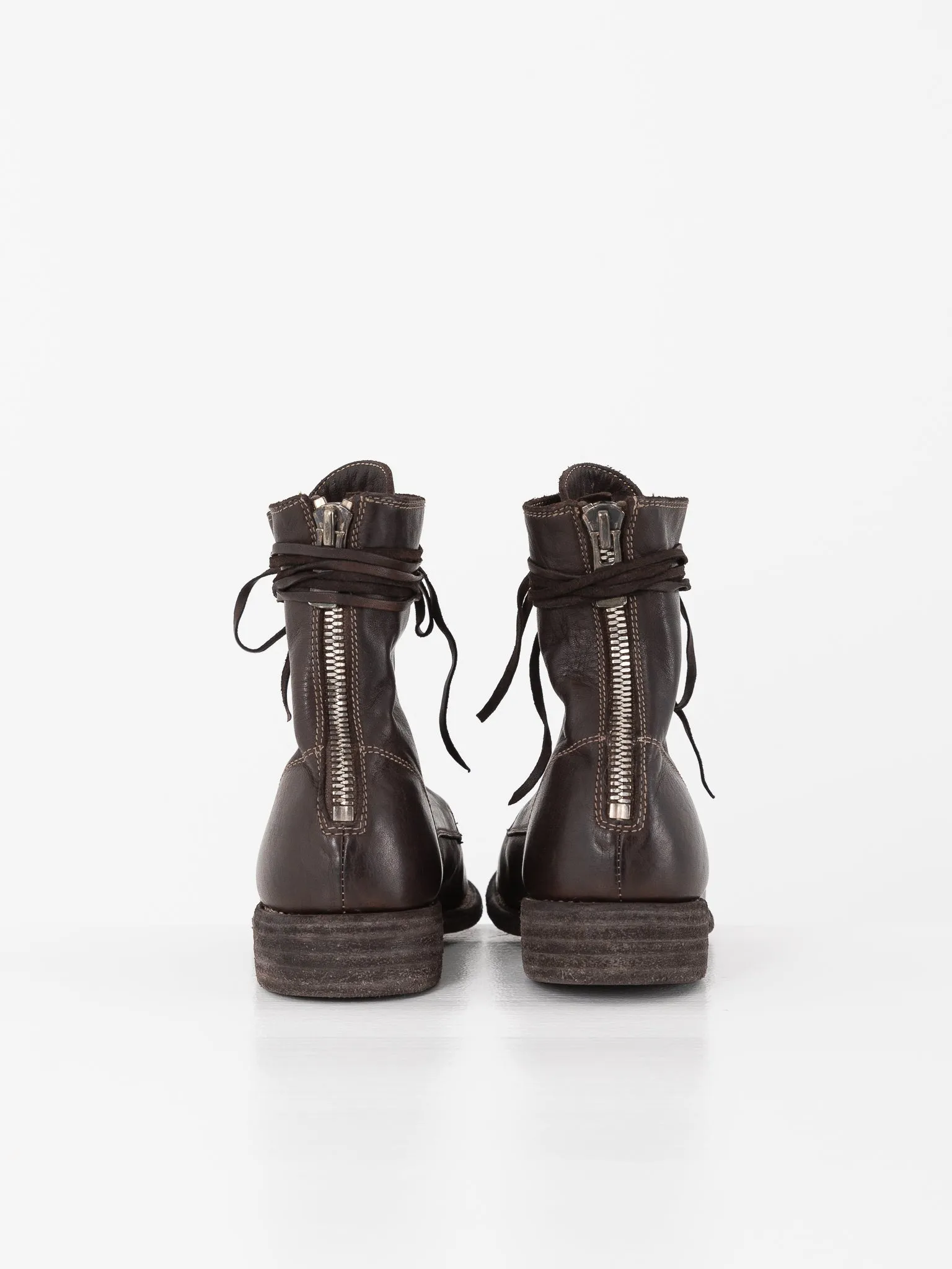 Guidi Front Tie/Back Zip Boot 995BZ, Dark Brown