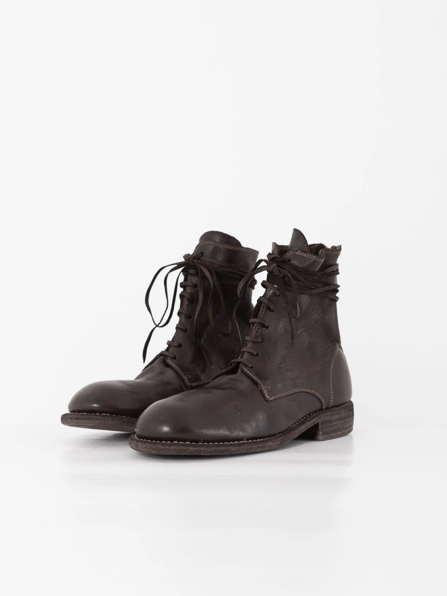 Guidi Front Tie/Back Zip Boot 995BZ, Dark Brown