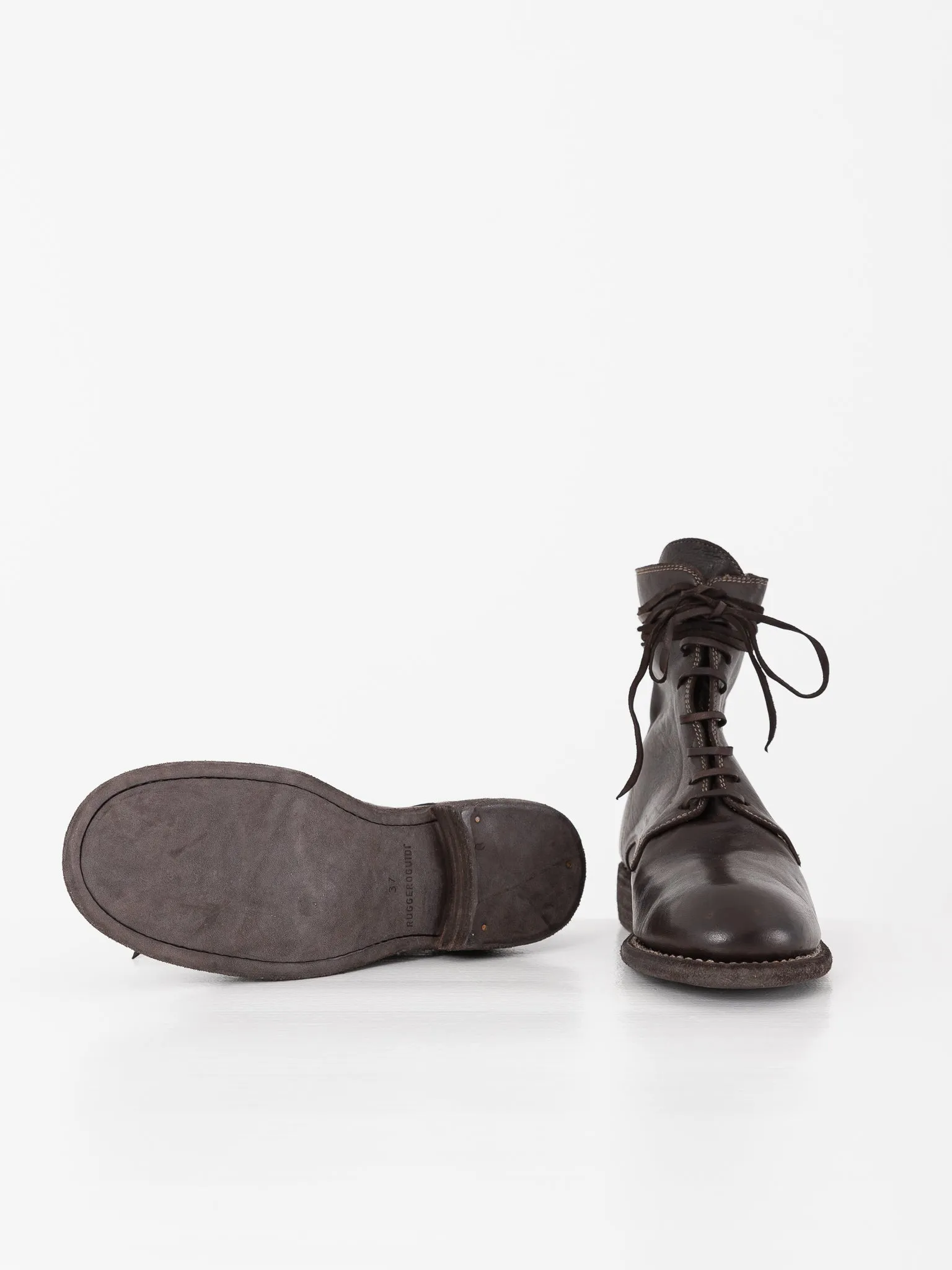 Guidi Front Tie/Back Zip Boot 995BZ, Dark Brown