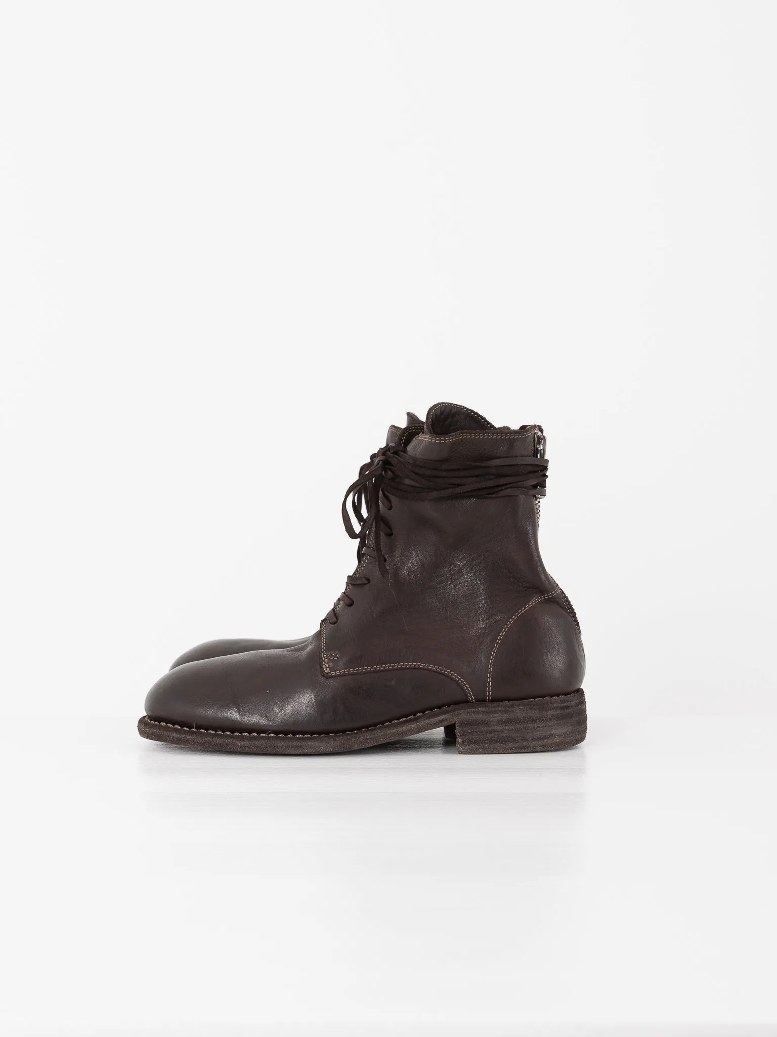 Guidi Front Tie/Back Zip Boot 995BZ, Dark Brown