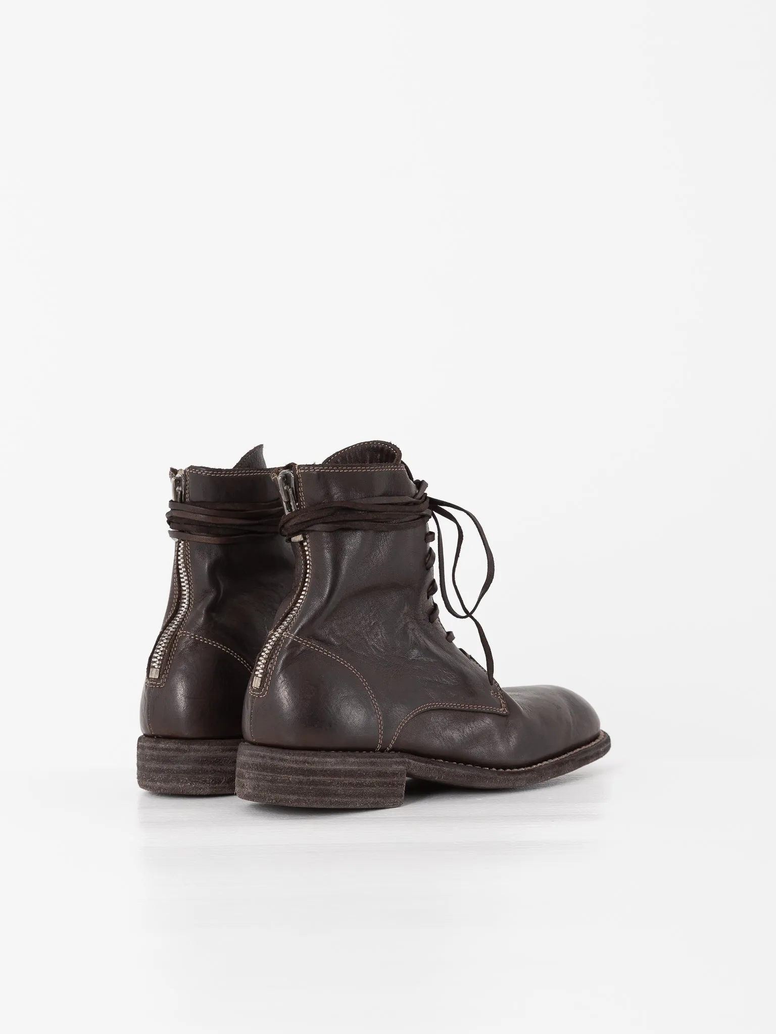 Guidi Front Tie/Back Zip Boot 995BZ, Dark Brown