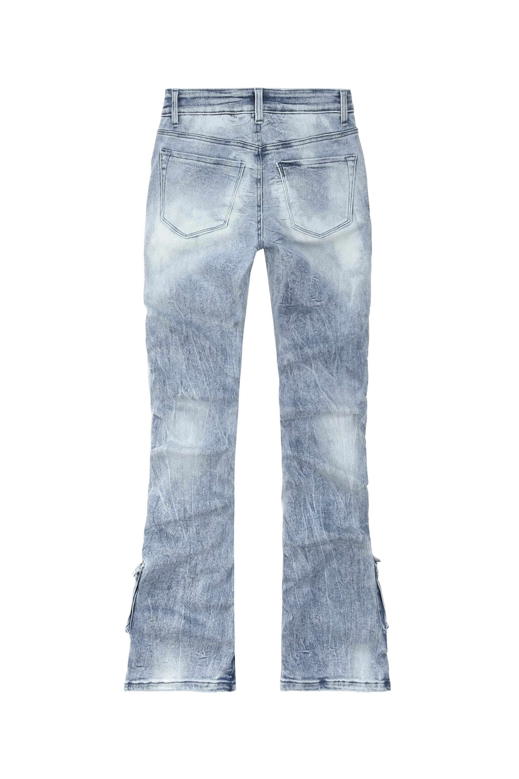 High Rise Utility Boot Cut Denim Jeans - Lowell Blue