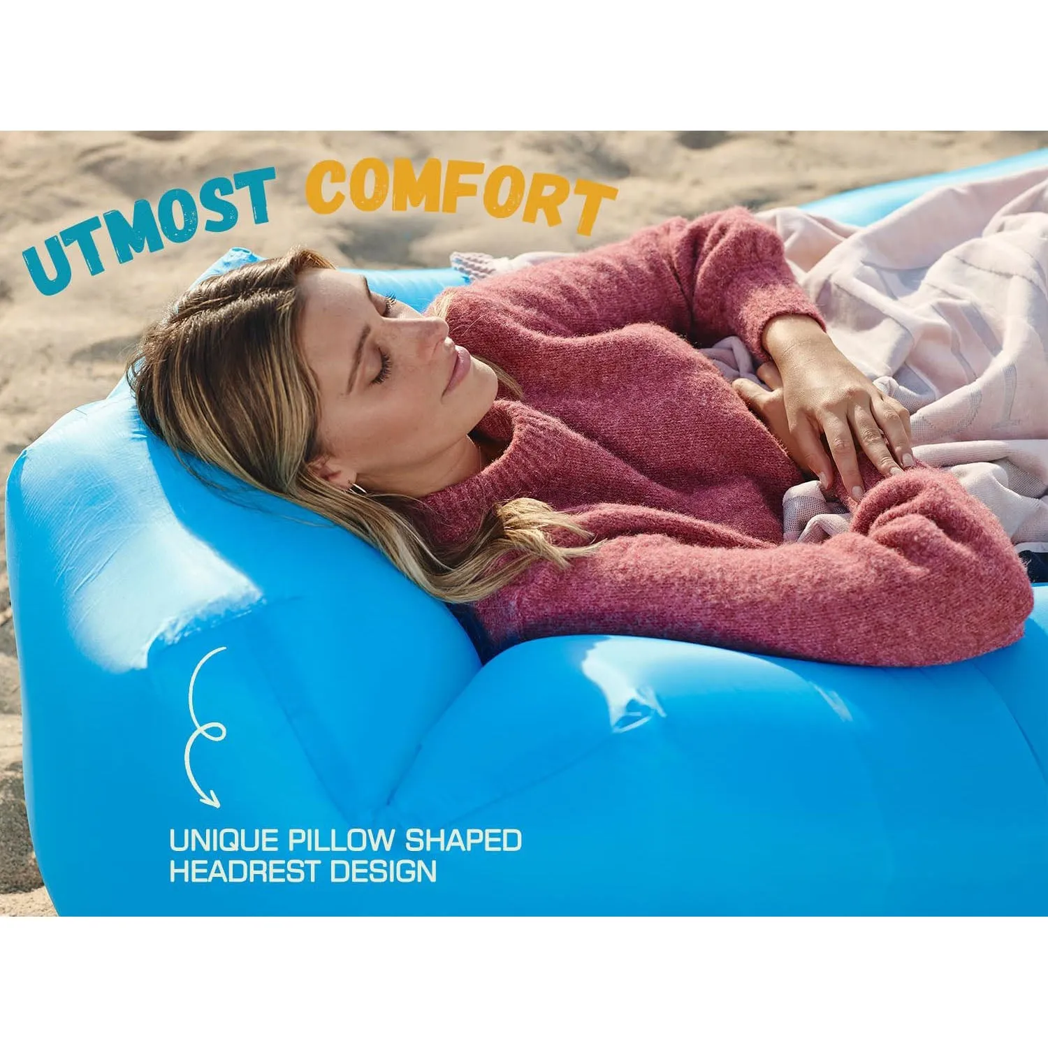 Inflatable Lounger Air Sofa Chair, Portable Waterproof Couch for Hiking, Picnics, Outdoor