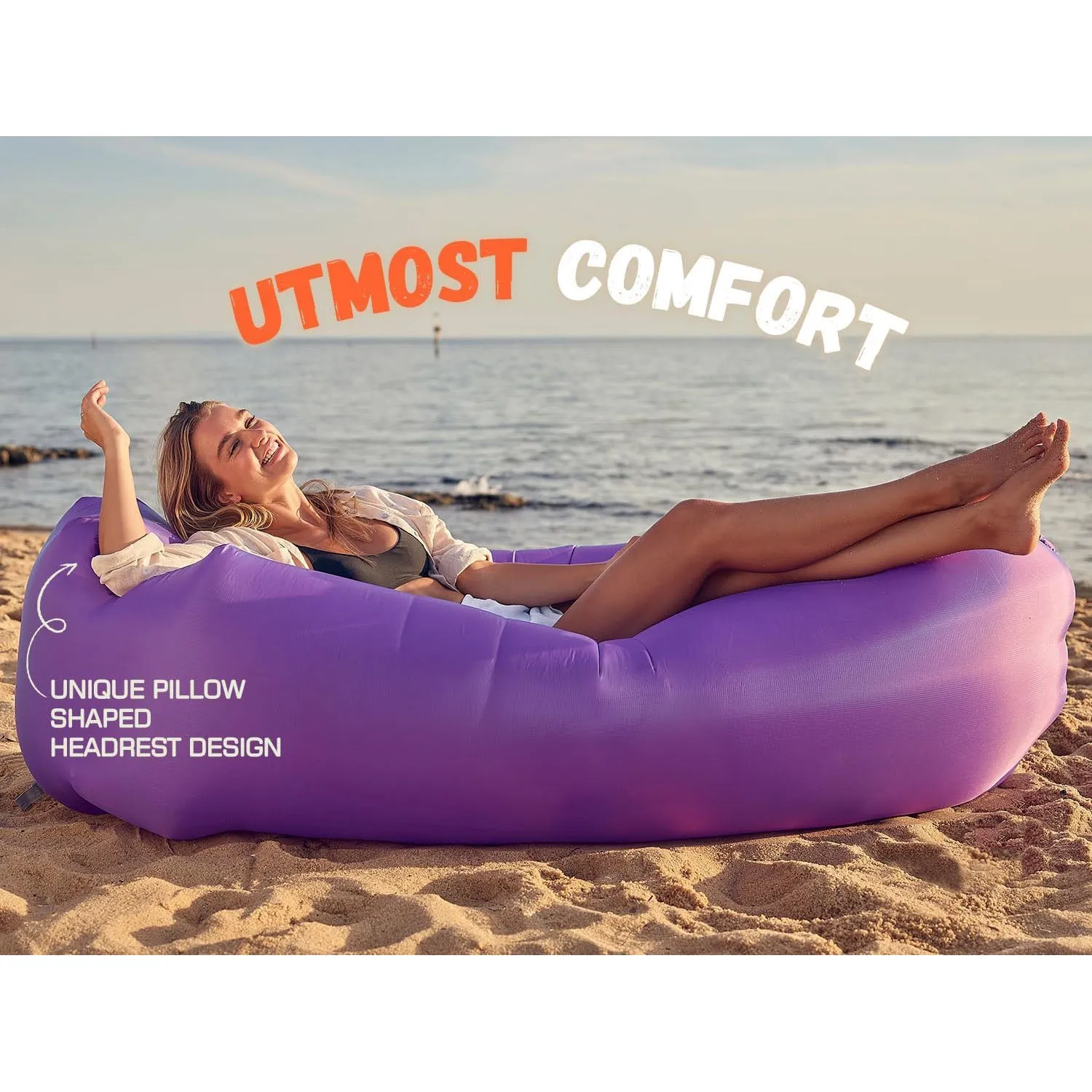 Inflatable Lounger Air Sofa Chair, Portable Waterproof Couch for Hiking, Picnics, Outdoor