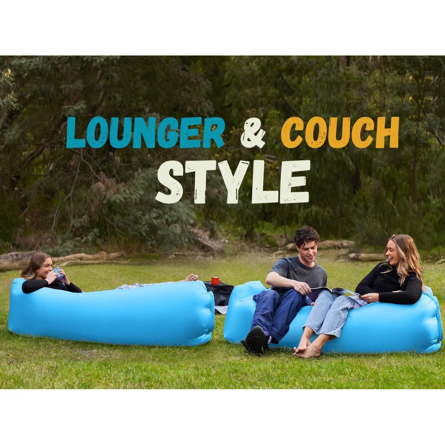 Inflatable Lounger Air Sofa Chair, Portable Waterproof Couch for Hiking, Picnics, Outdoor