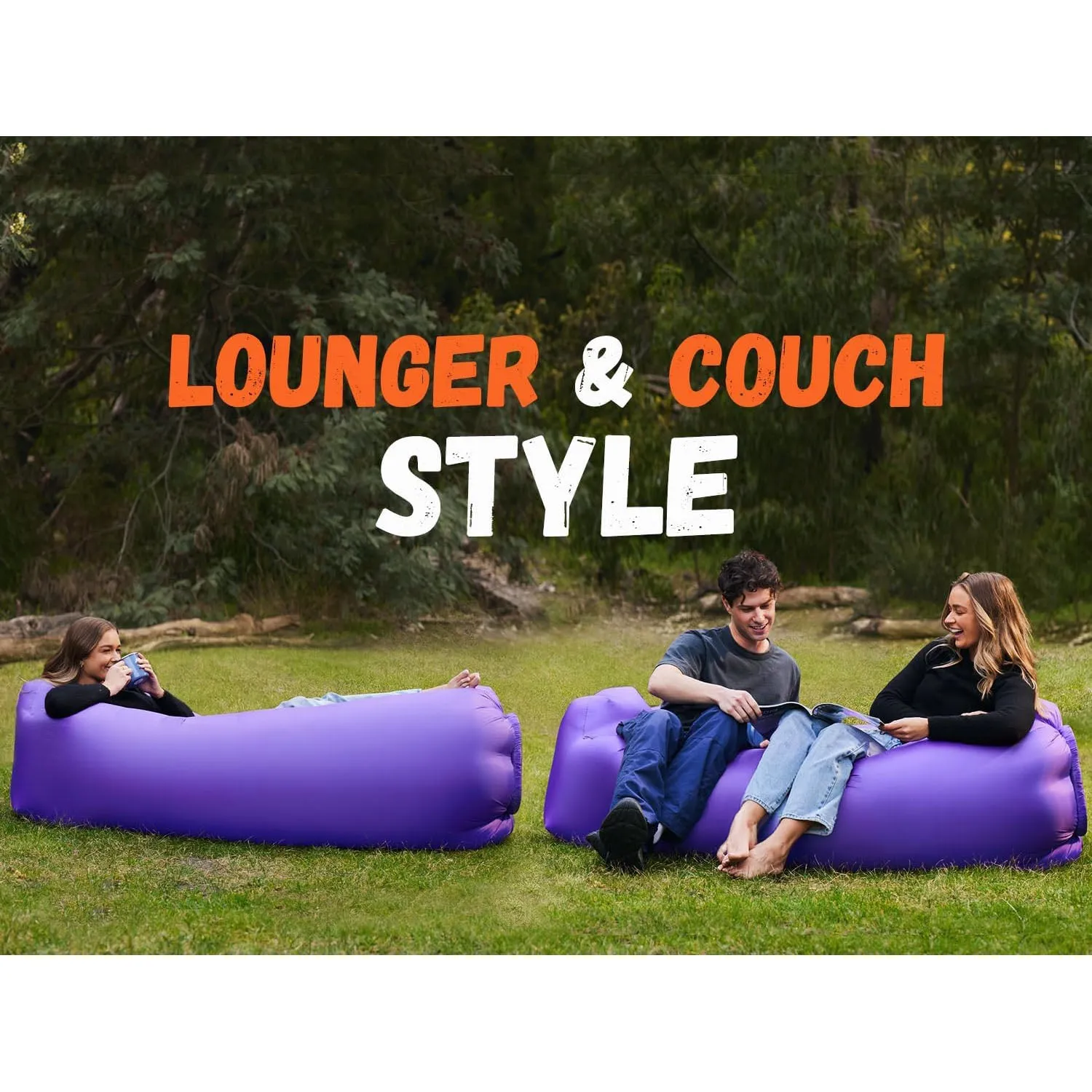 Inflatable Lounger Air Sofa Chair, Portable Waterproof Couch for Hiking, Picnics, Outdoor