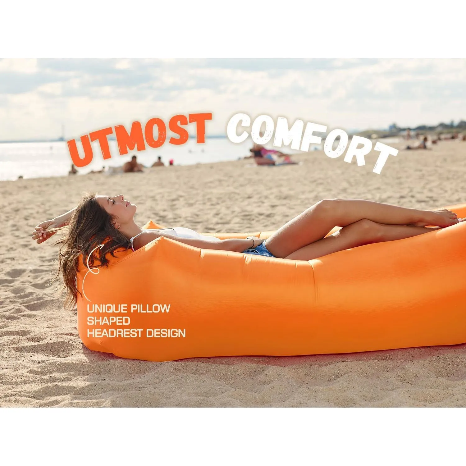 Inflatable Lounger Air Sofa Chair, Portable Waterproof Couch for Hiking, Picnics, Outdoor